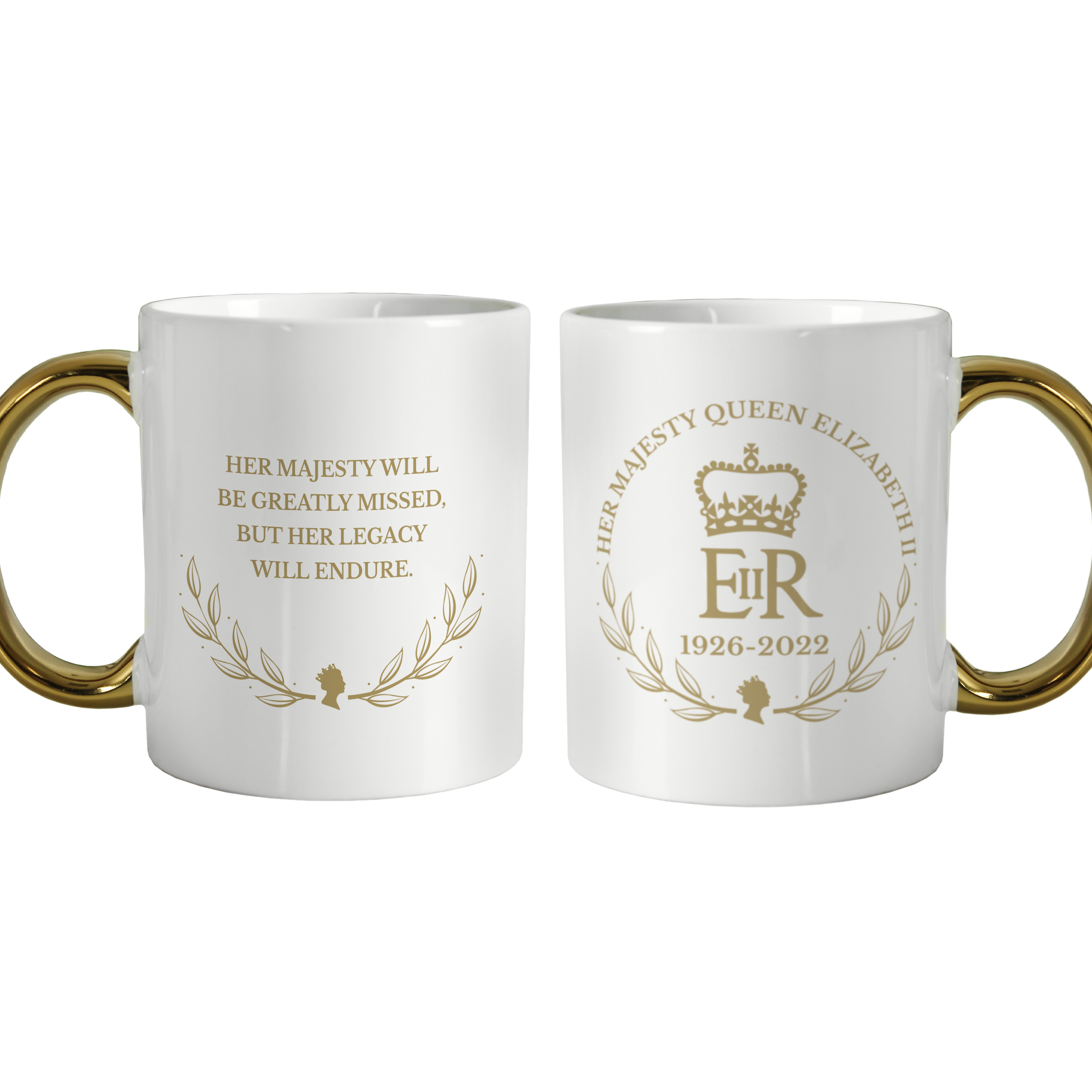 Personalised Commemorative Queen Elizabeth II Gold Handle Mug