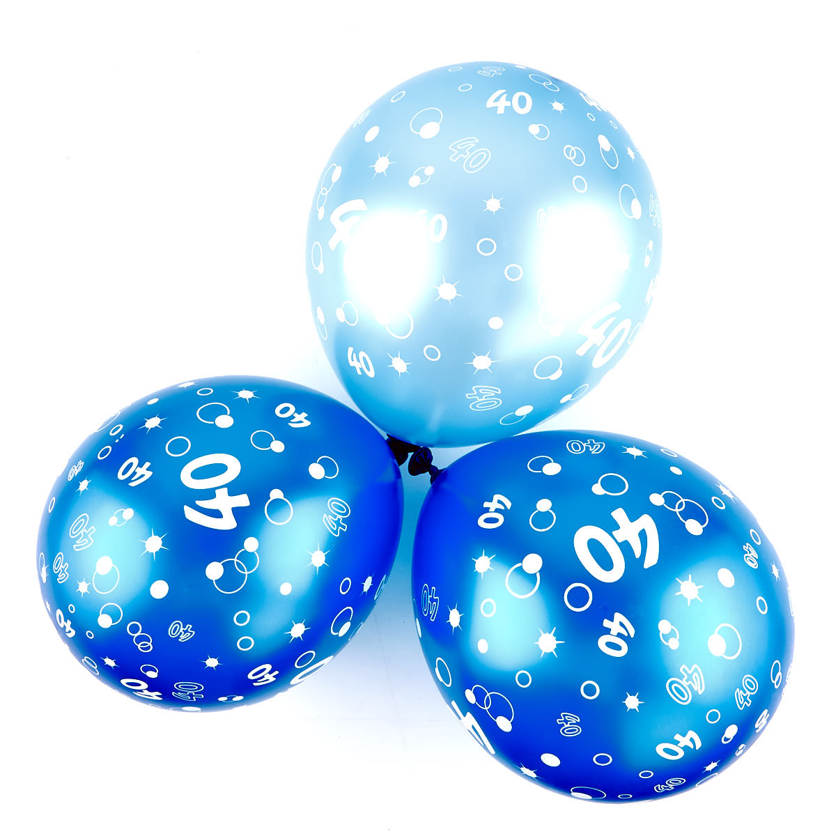 Metallic Blue Circles 40th Birthday Balloons - Pack Of 6