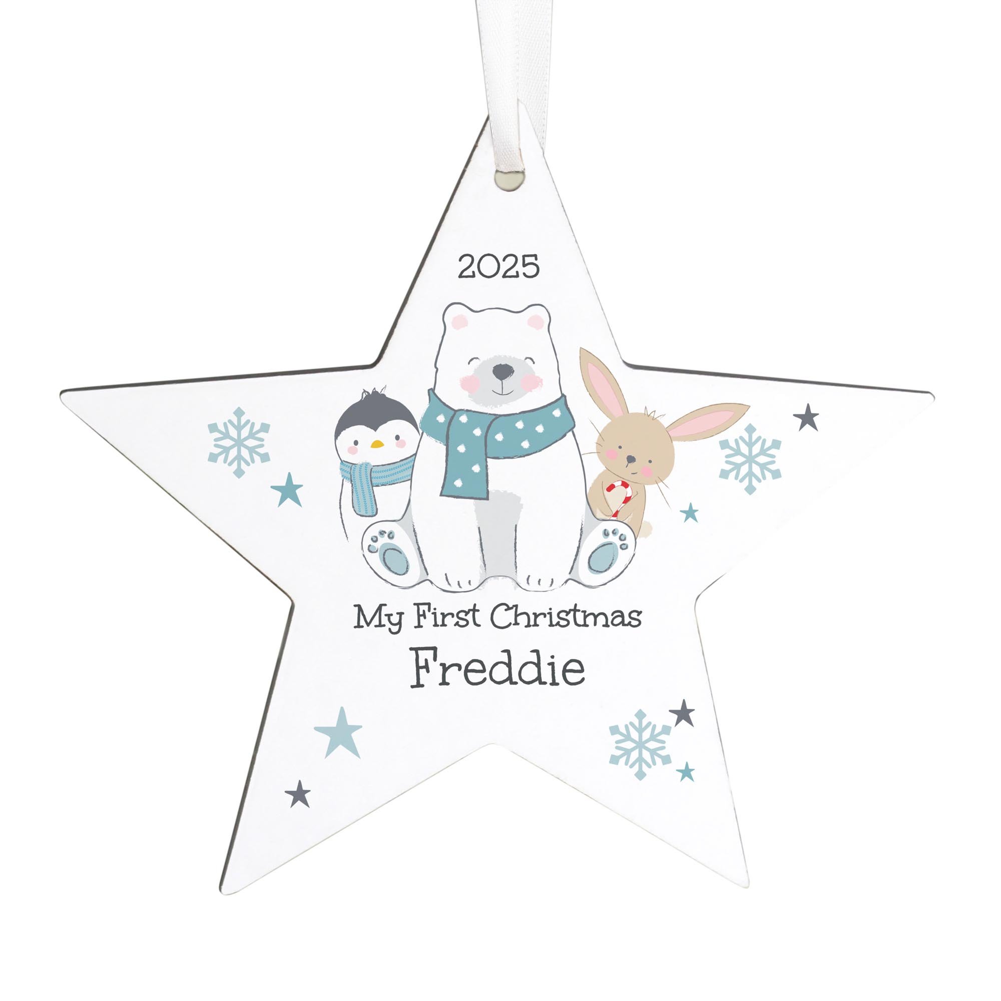 Image of Personalised Polar Bear Christmas Star Ornament | Christmas Gifts