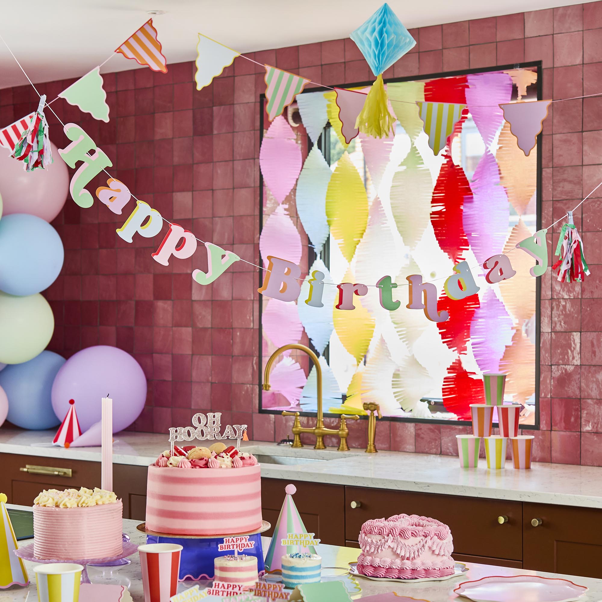 Bright Banquet Happy Birthday Card Banner