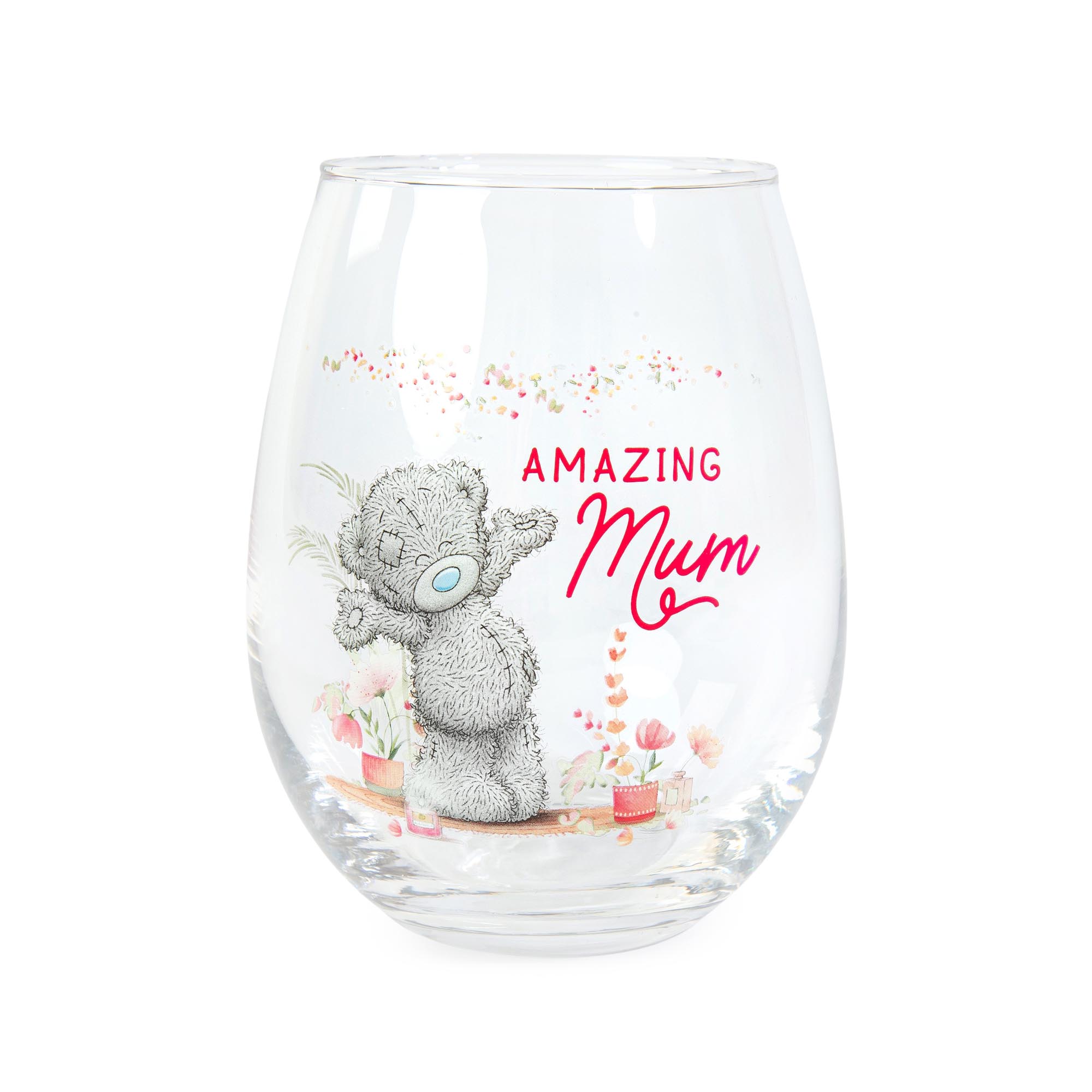 Tatty Teddy Amazing Mum Plaque & Stemless Glass Set 