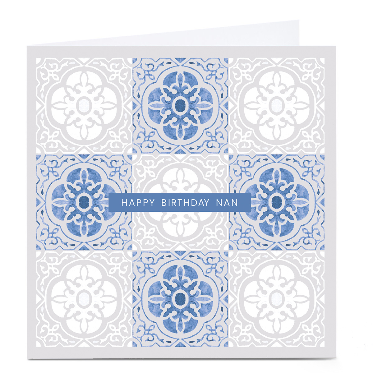 Personalised Birthday Card - Blue Mosaic, Nan