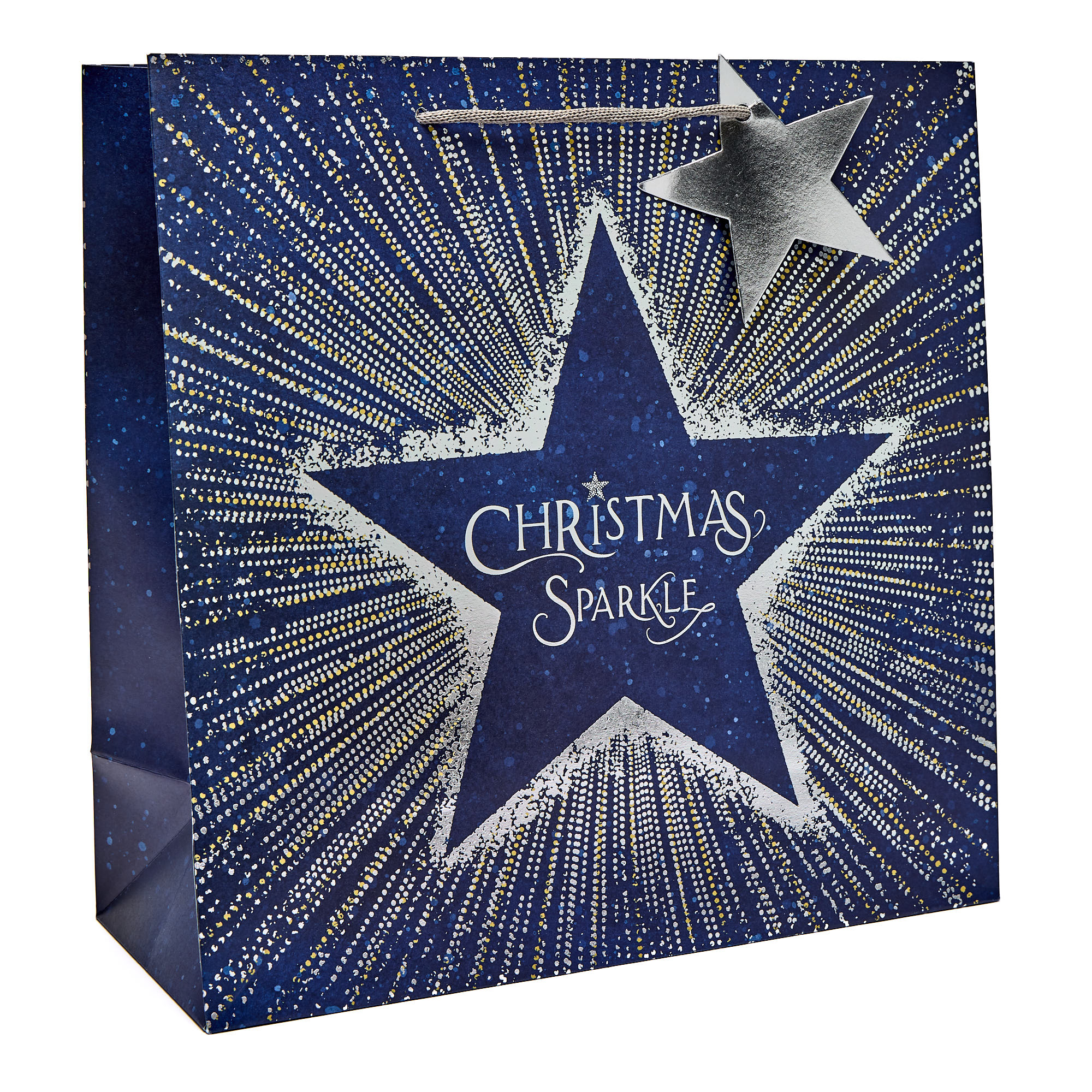 Navy Christmas Sparkle Large Square Gift Bag