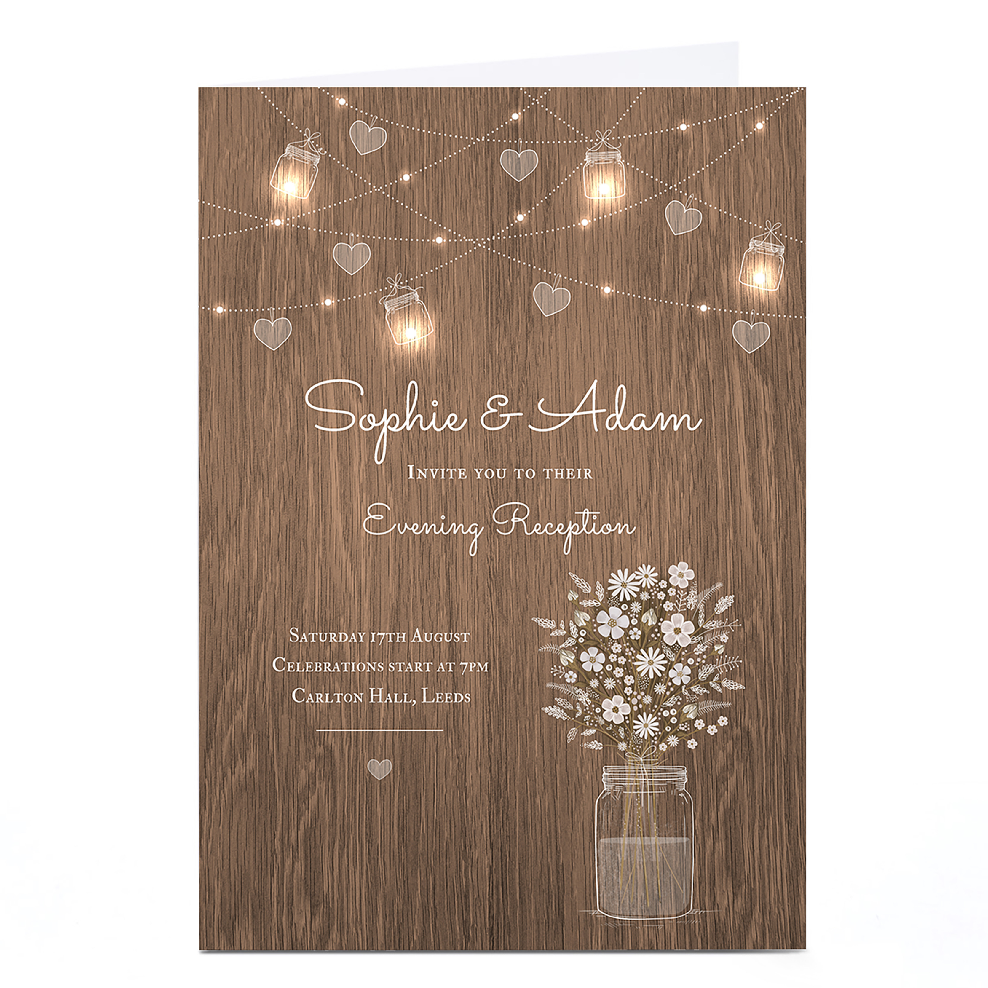 Personalised Wedding Reception Invitation - Wood Effect