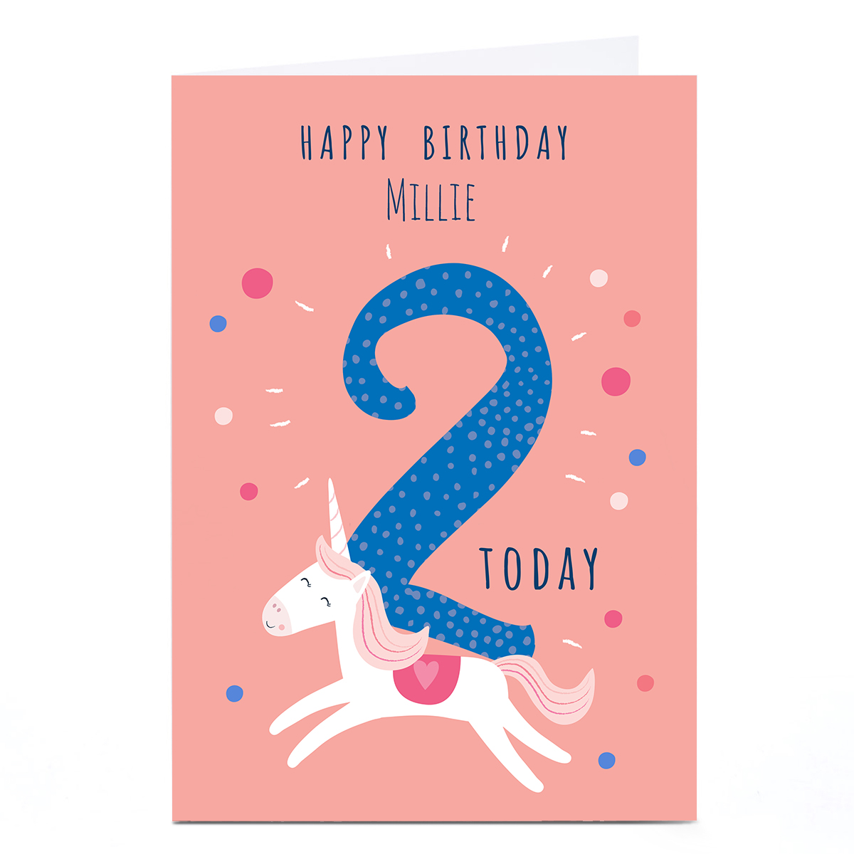 Personalised Klara Hawkins 2nd Birthday Card - Unicorn