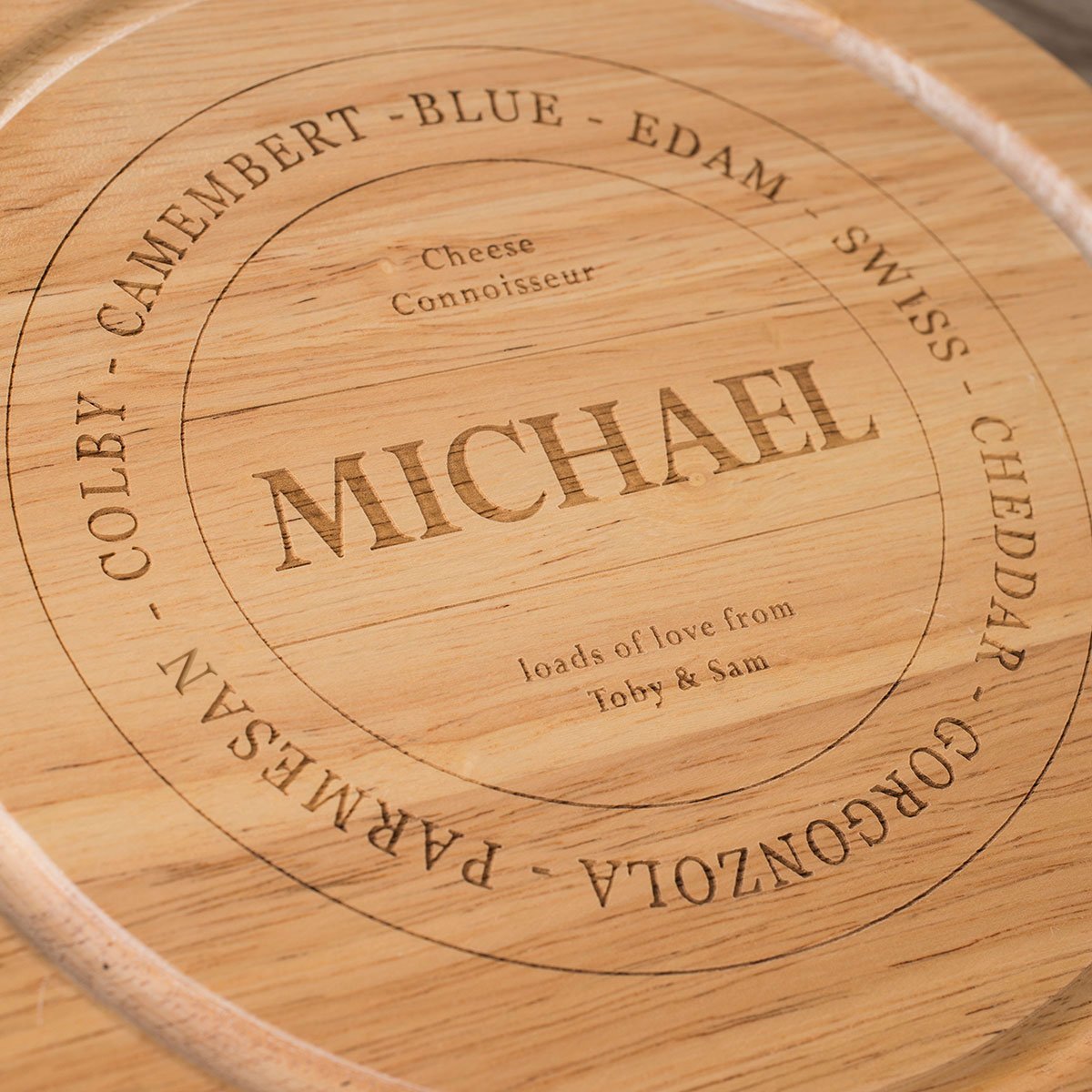 Personalised Engraved Wooden Cheeseboard Set - Cheese Connoisseur