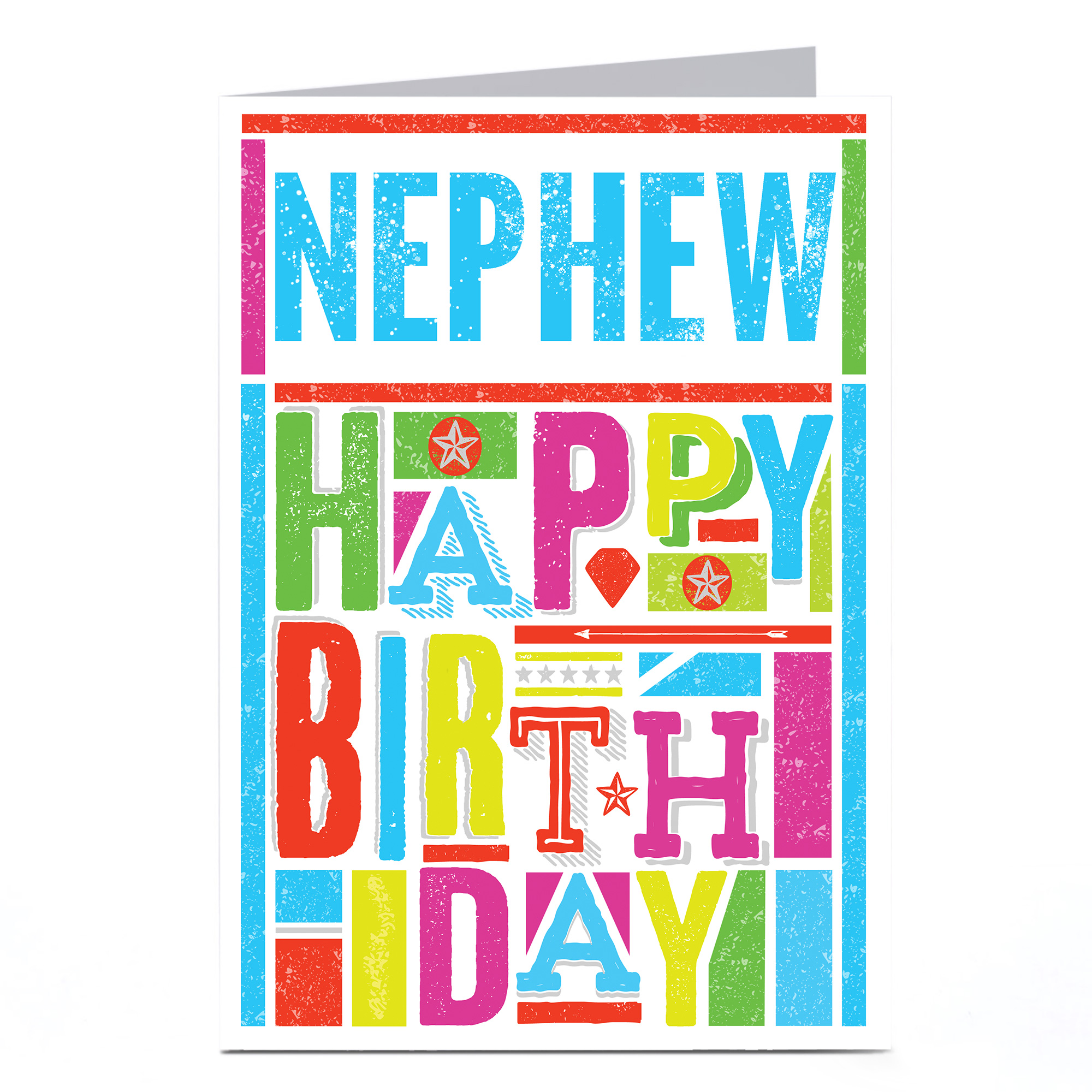 Personalised Birthday Card - Colourful Letters [Nephew]
