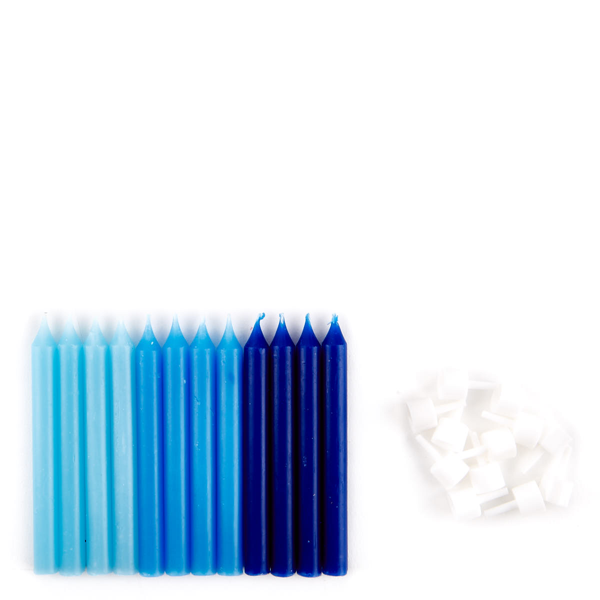 Large Blue Birthday Candles & Holders - Pack Of 12