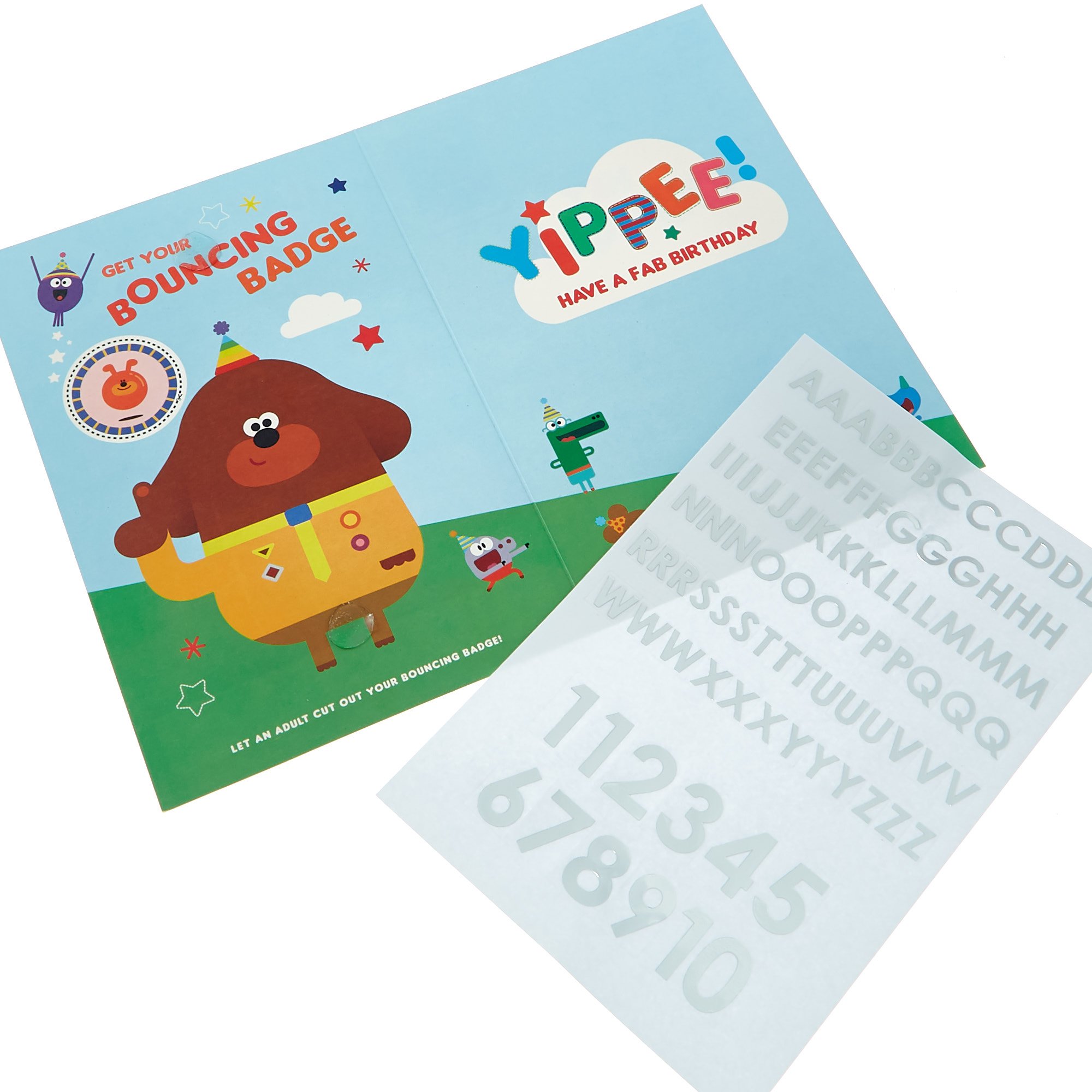 Hey Duggee Birthday Card - Name & Age Stickers