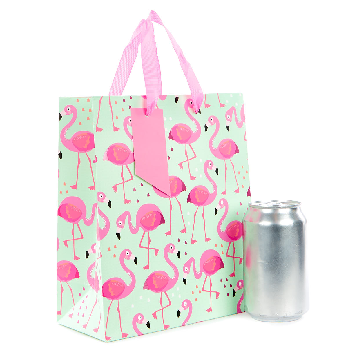 Medium Mint & Pink Flamingo Gift Bag