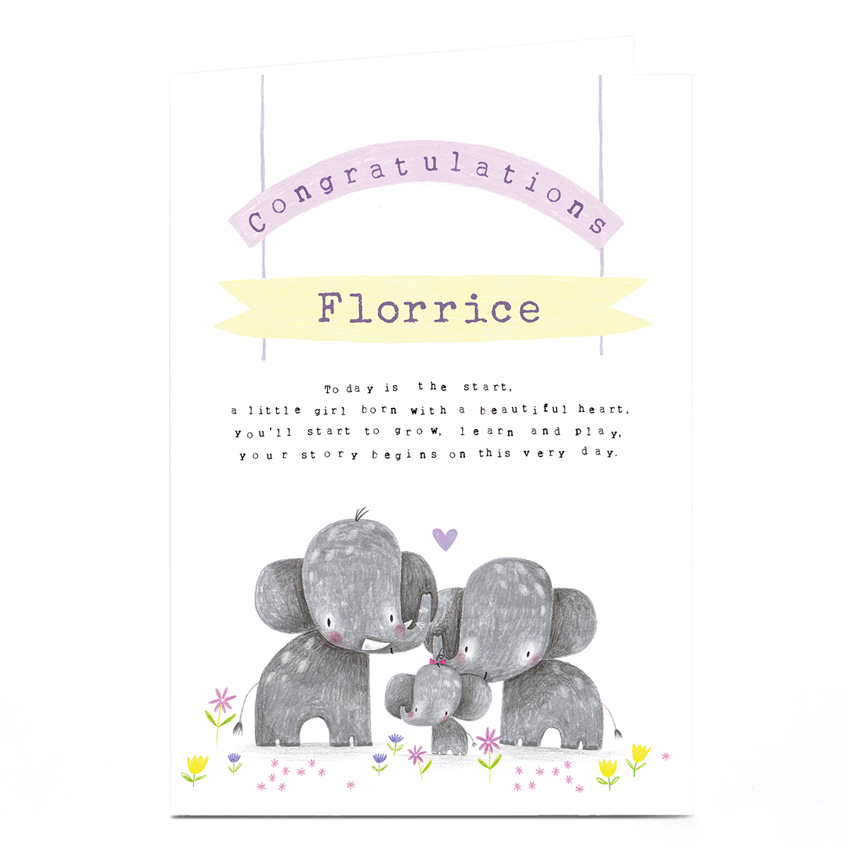 Personalised Jordan Wray Congratulations Card - Elephants