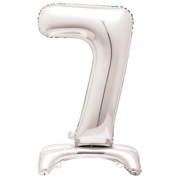 30-Inch Silver Air-Fill Standing Number 7 Table Balloon