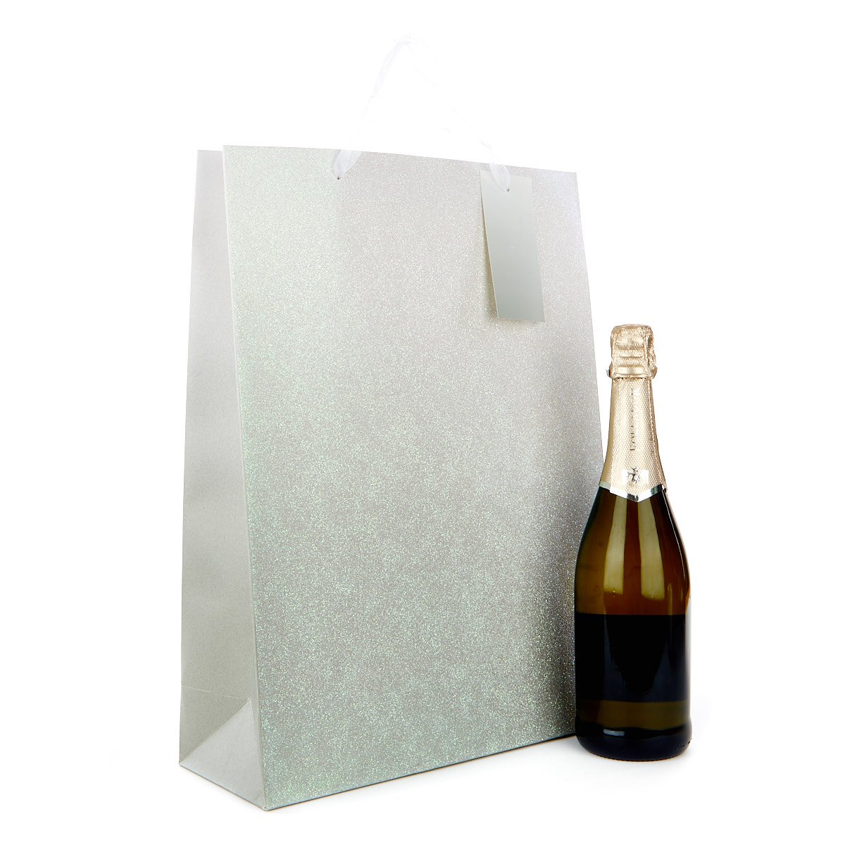 Extra Large Portrait Gift Bag - Silver Glitter Ombre