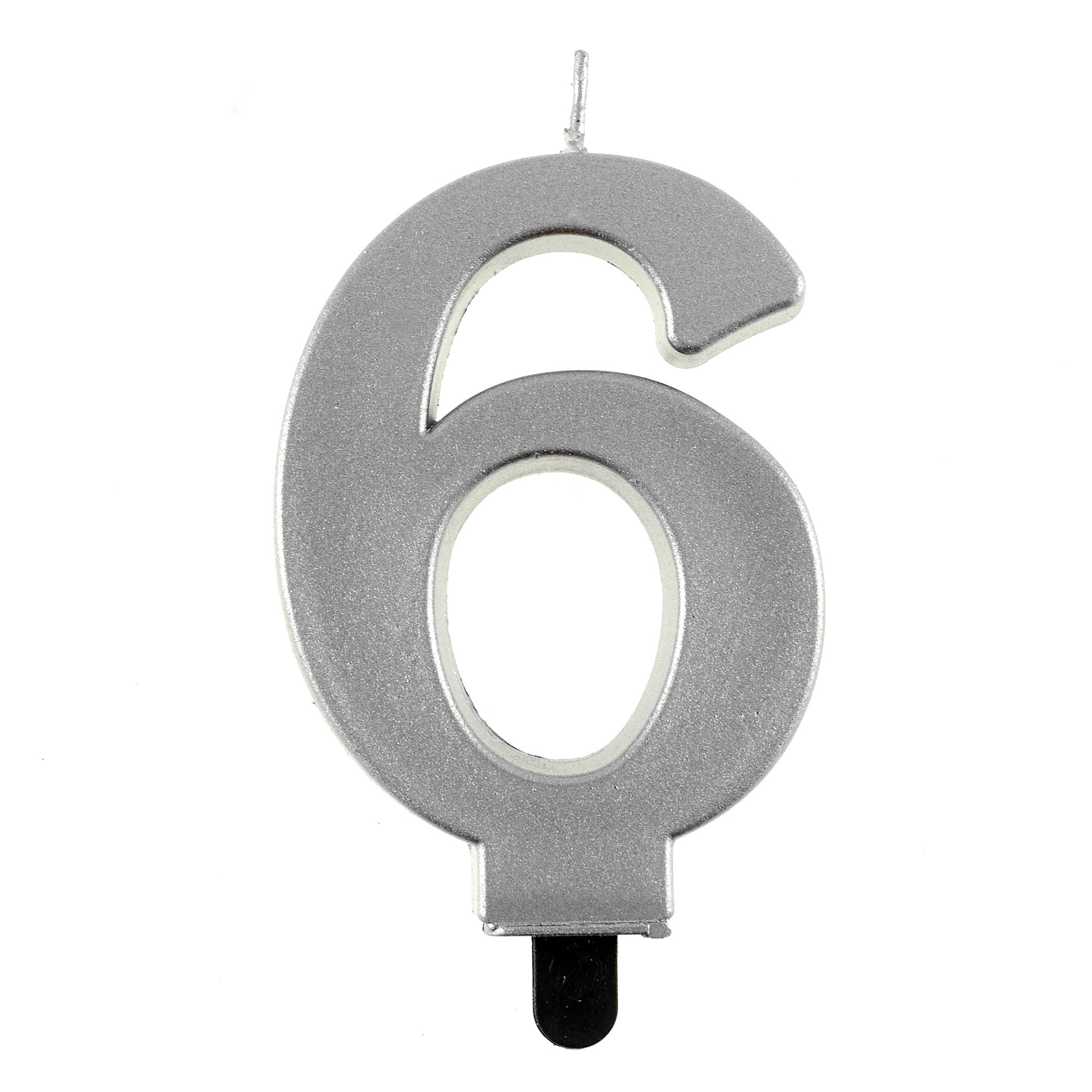 Silver Number 6 Cake Candle 