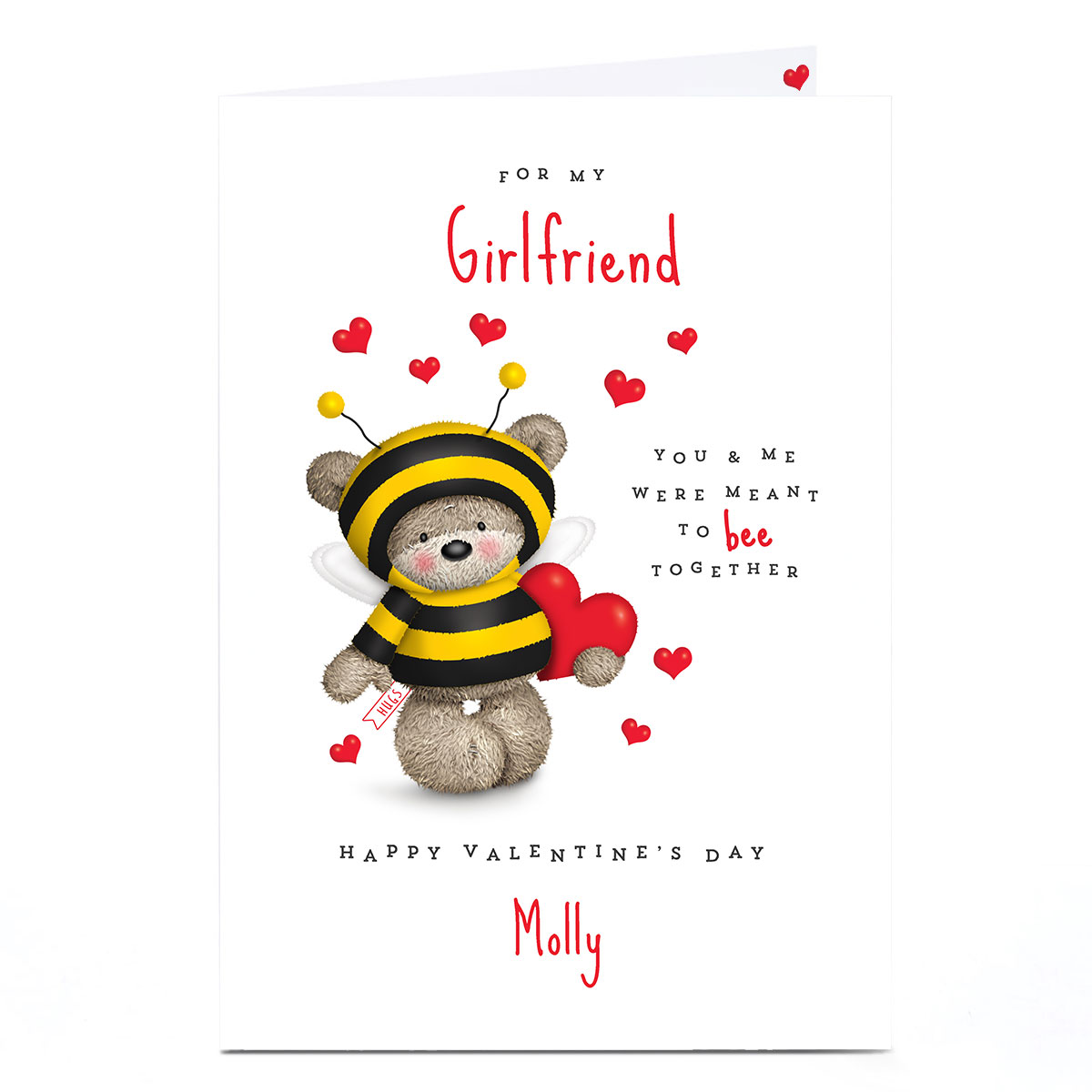 Personalised Hugs Bear Valentine's Day Card - Meant To Bee