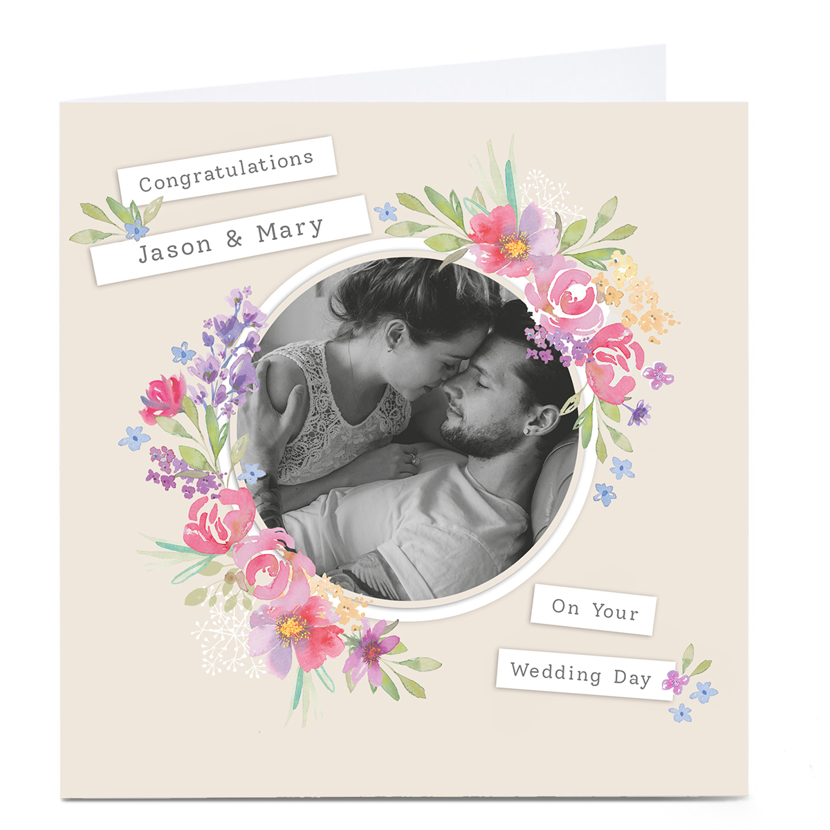 Photo Kerry Spurling Wedding Card - Floral Circle 