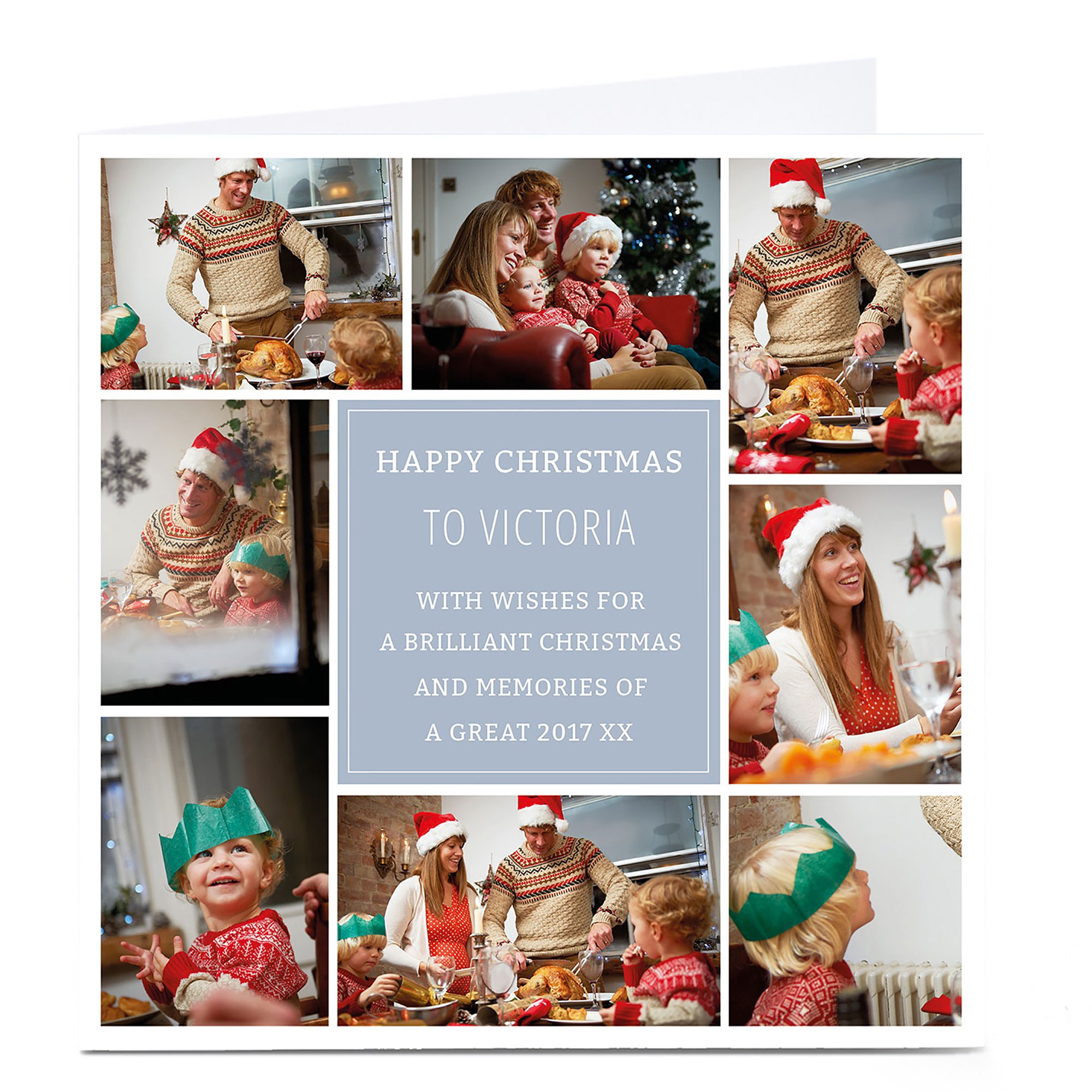 Multi Photo Christmas Card - Blue Message