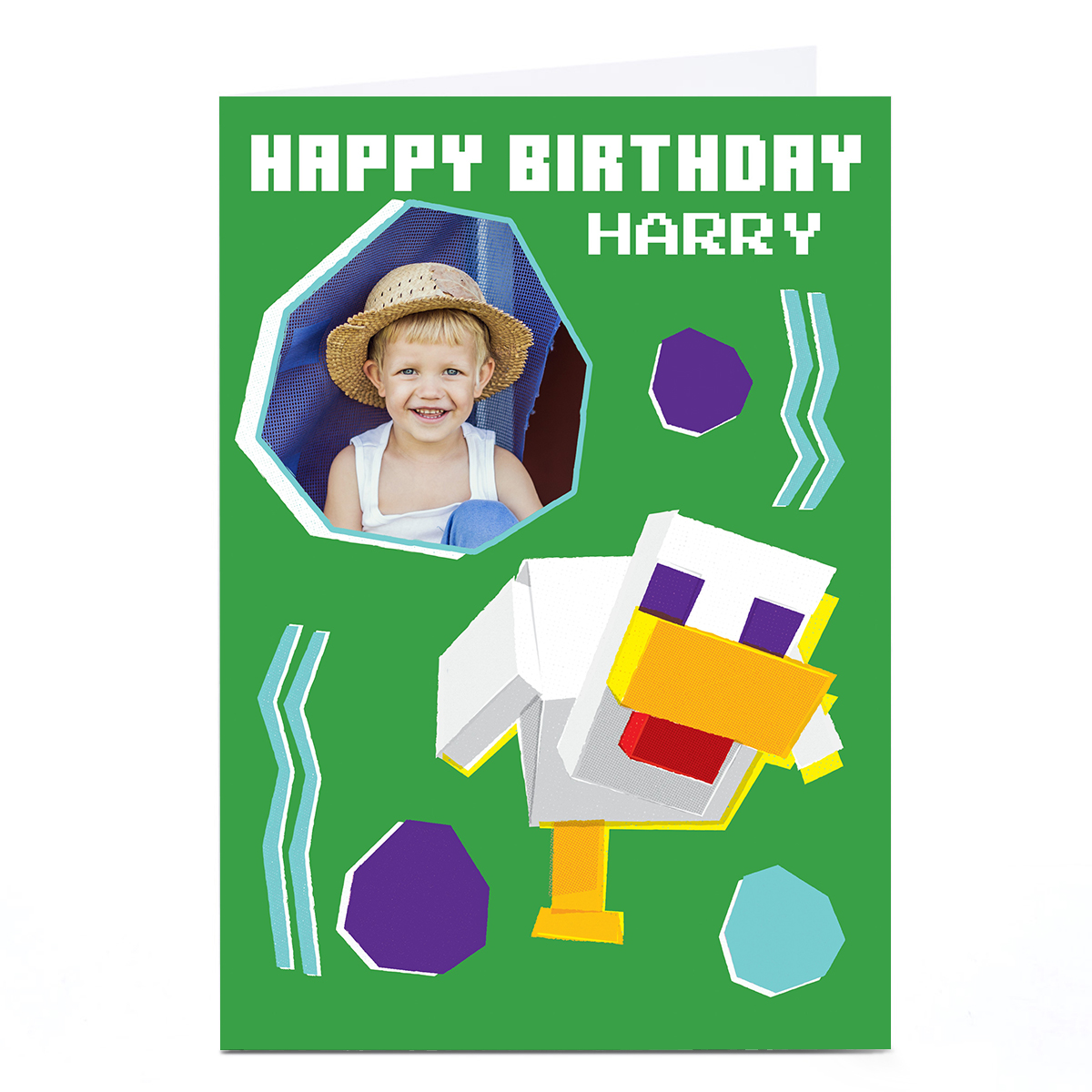 Personalised Birthday Card - Minecraft Photo Upload, Any Name
