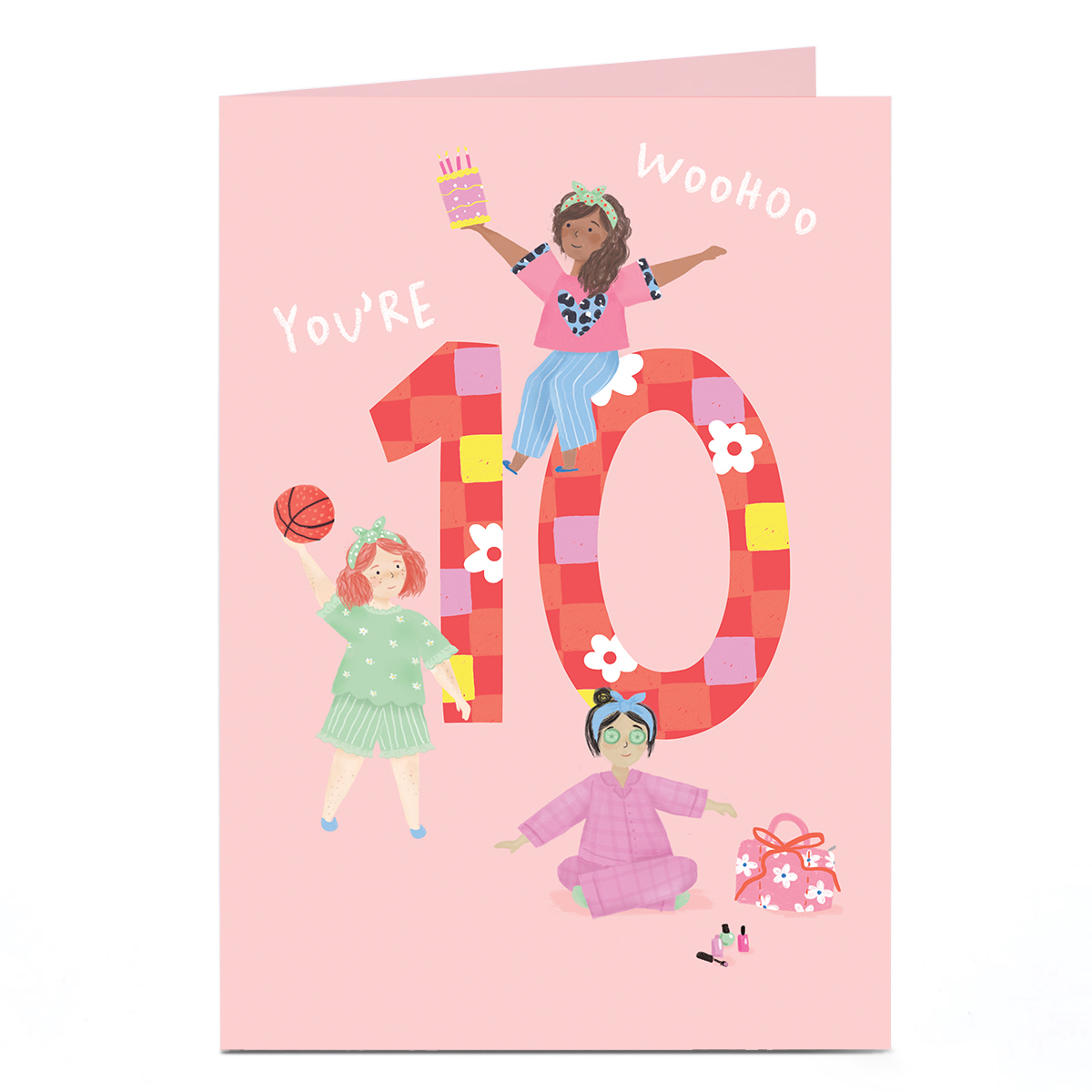 10th Birthday Card - Pink Sleepover Pals