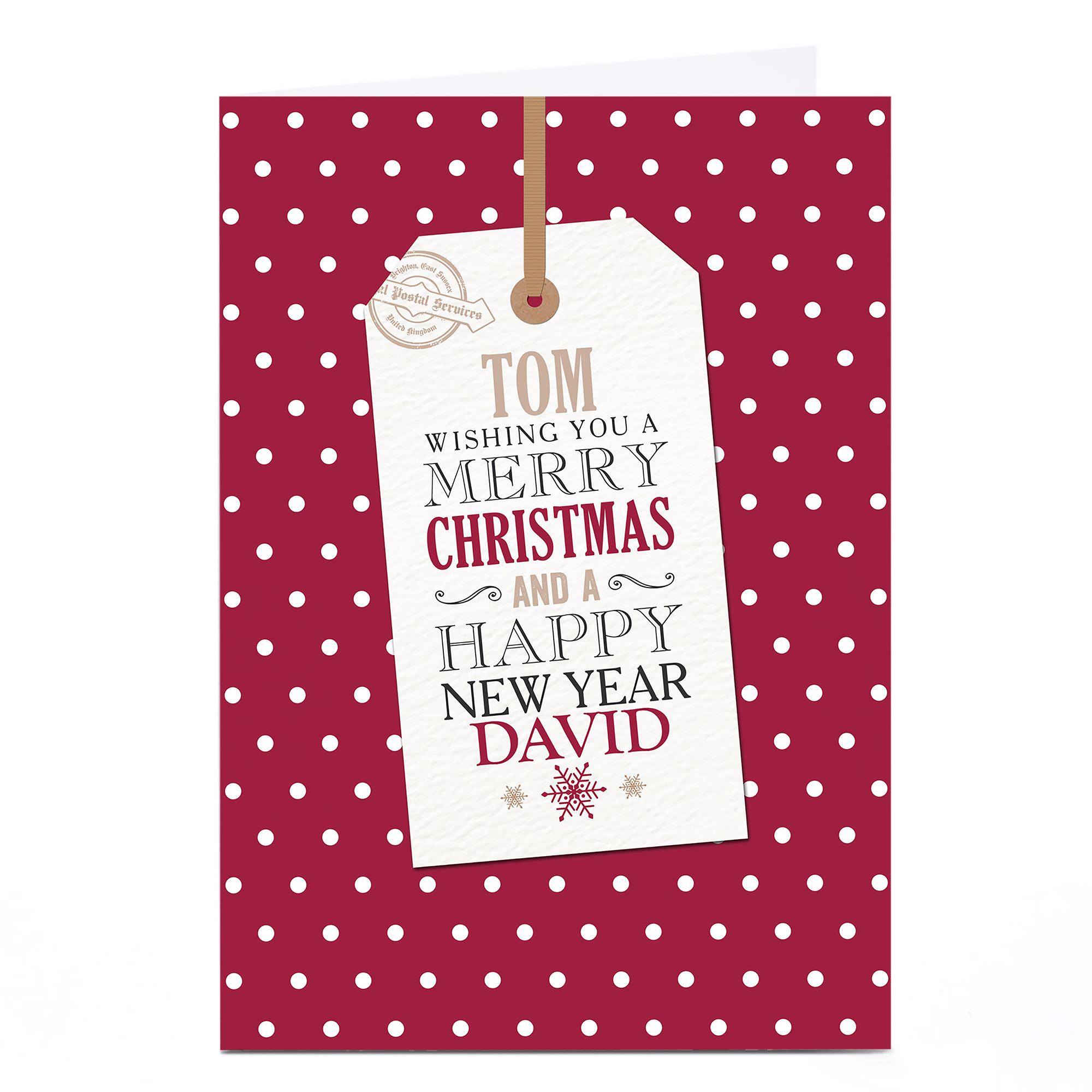 Personalised Christmas Card - Polka Dot Gift Tag