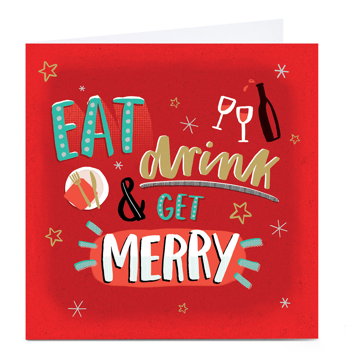 Personalised Christmas Card - Eat Drink & Get Merry