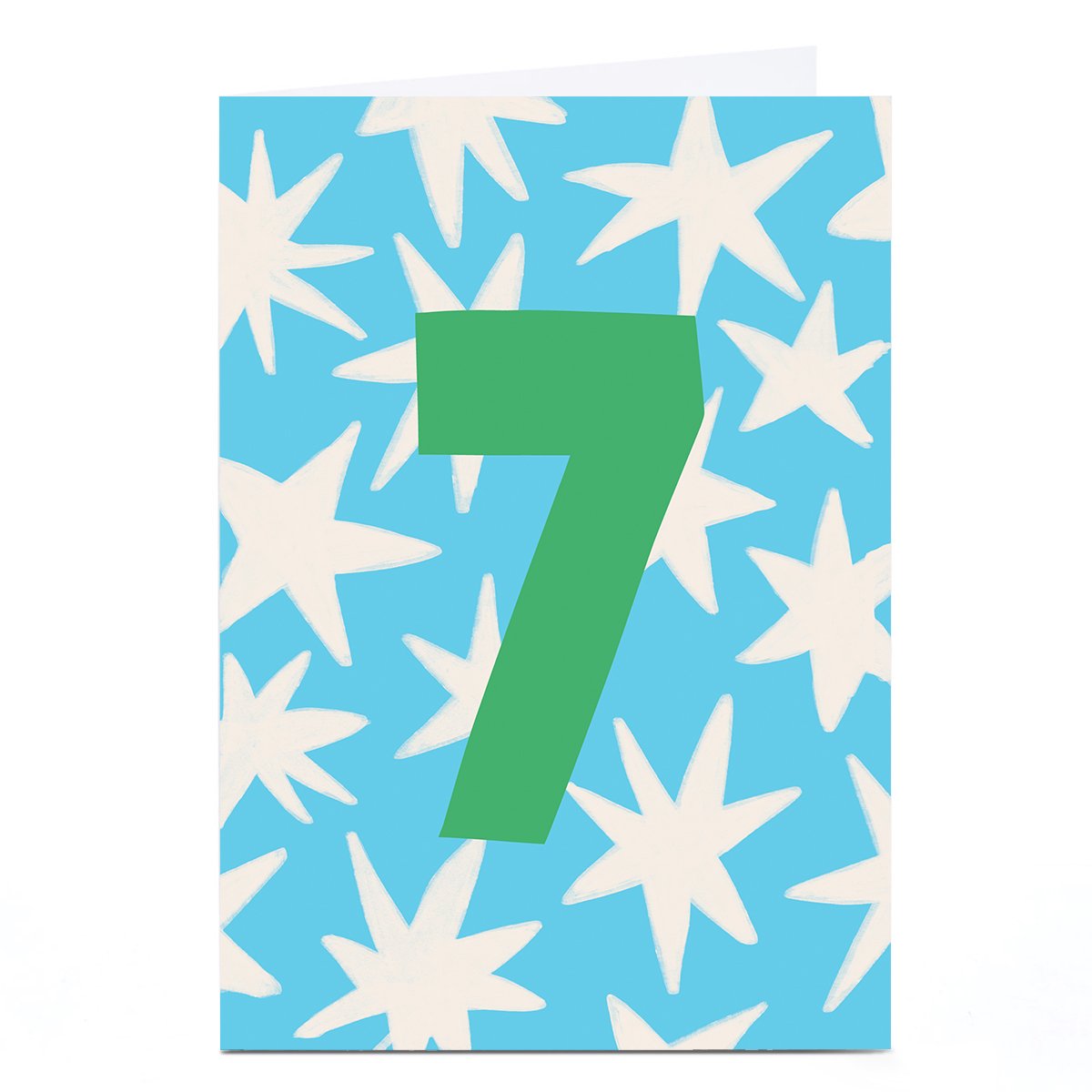 7th Birthday Card - Blue and White Star