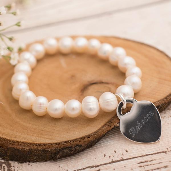 Personalised Engraved Freshwater Pearl Bracelet