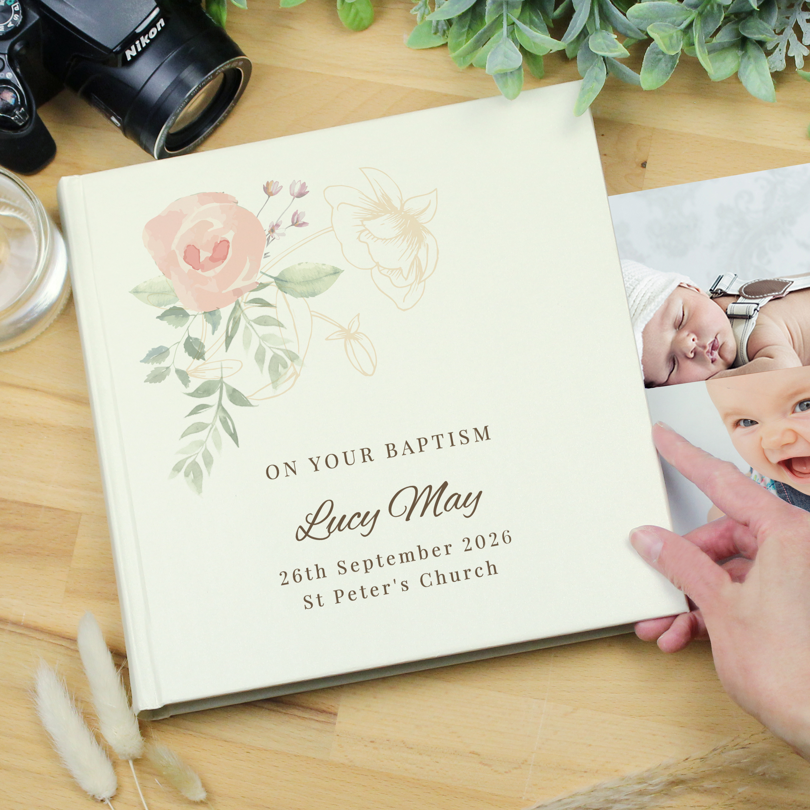 Personalised Floral Square Photo Album