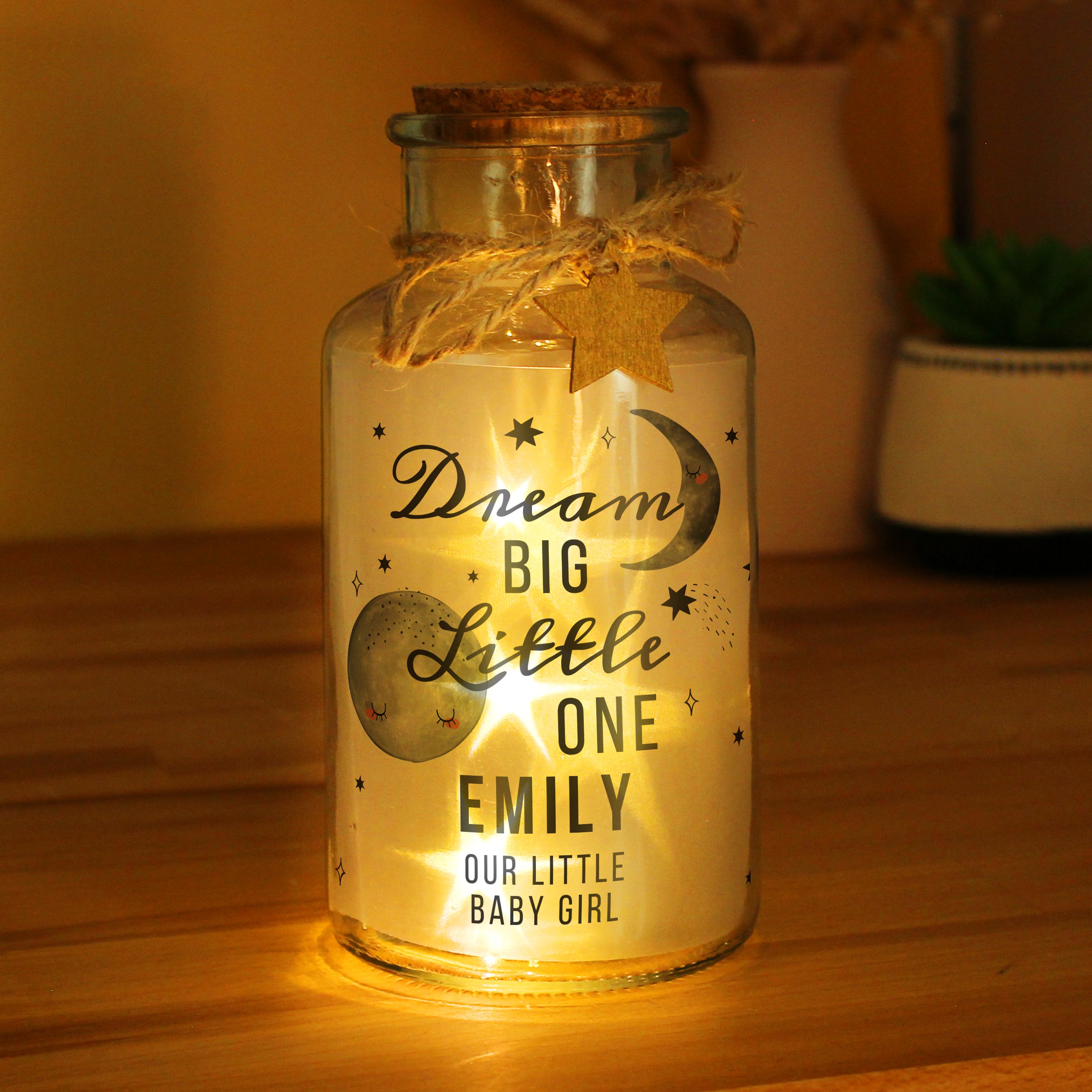 Personalised Dream Big LED Glass Jar