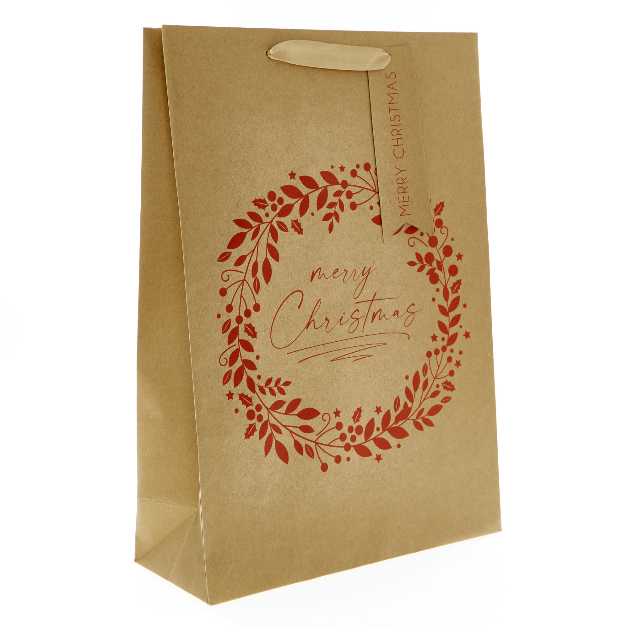 Buy Extra Large Recyclable Portrait Kraft Wreath Christmas Gift Bag for GBP 1.69 Card Factory UK
