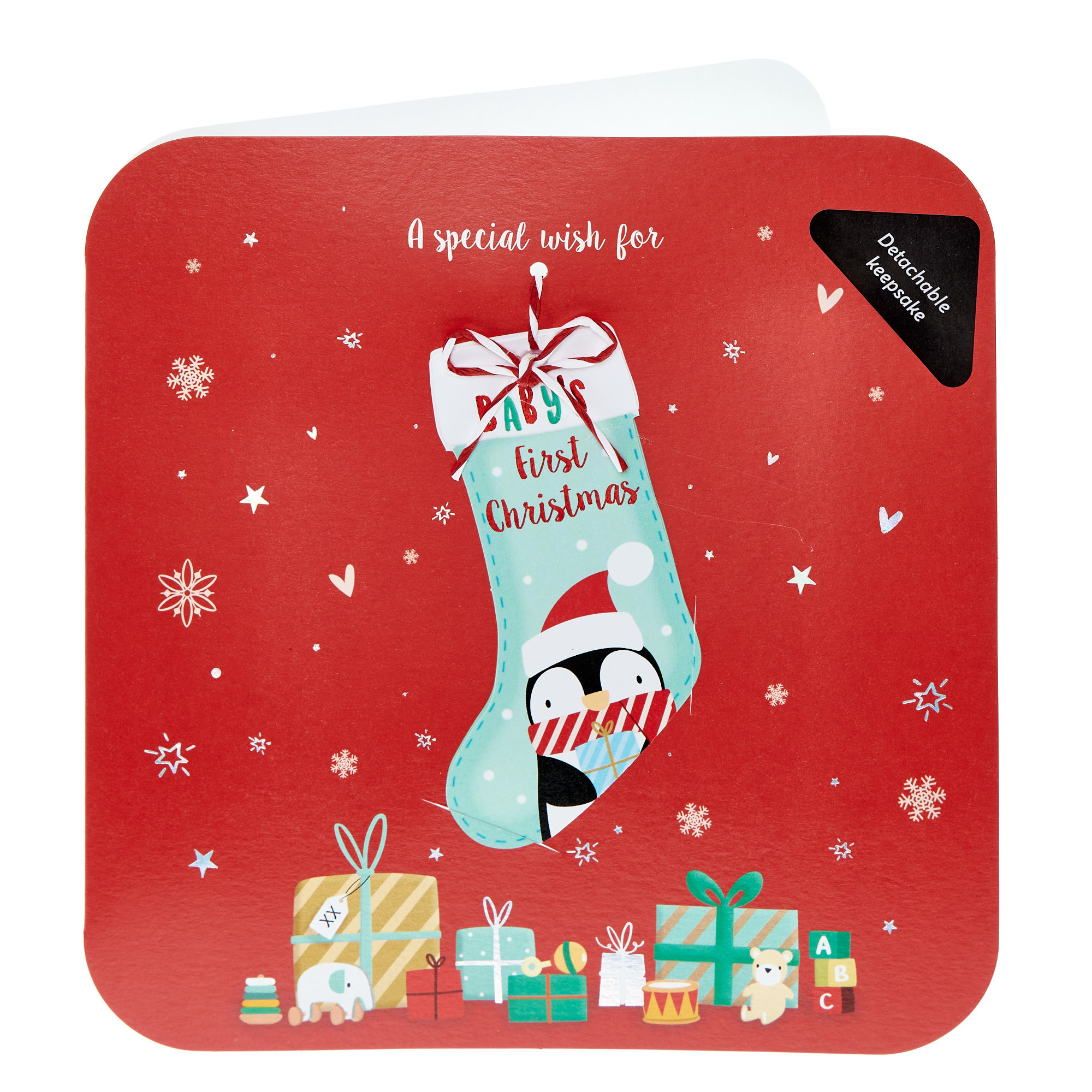 Penguin Stocking Baby's 1st Christmas Card