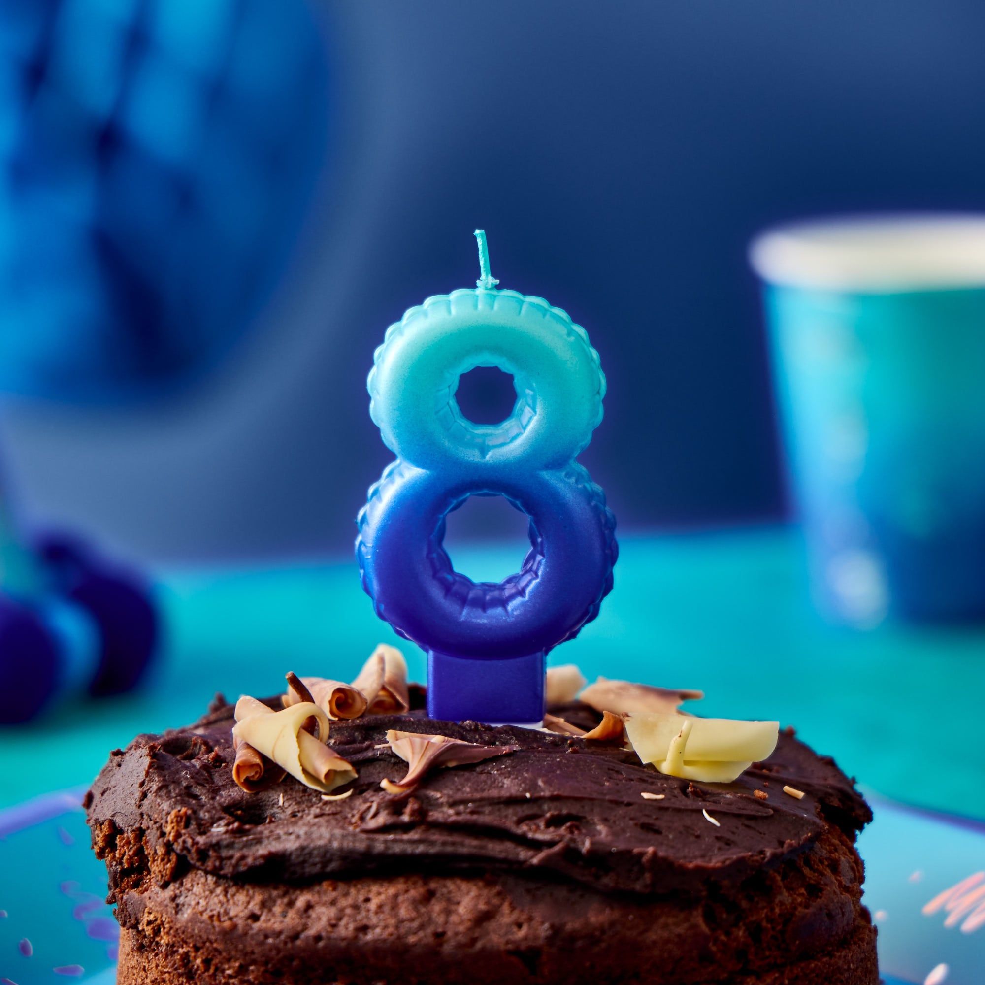 Blue Number 8 Cake Candle