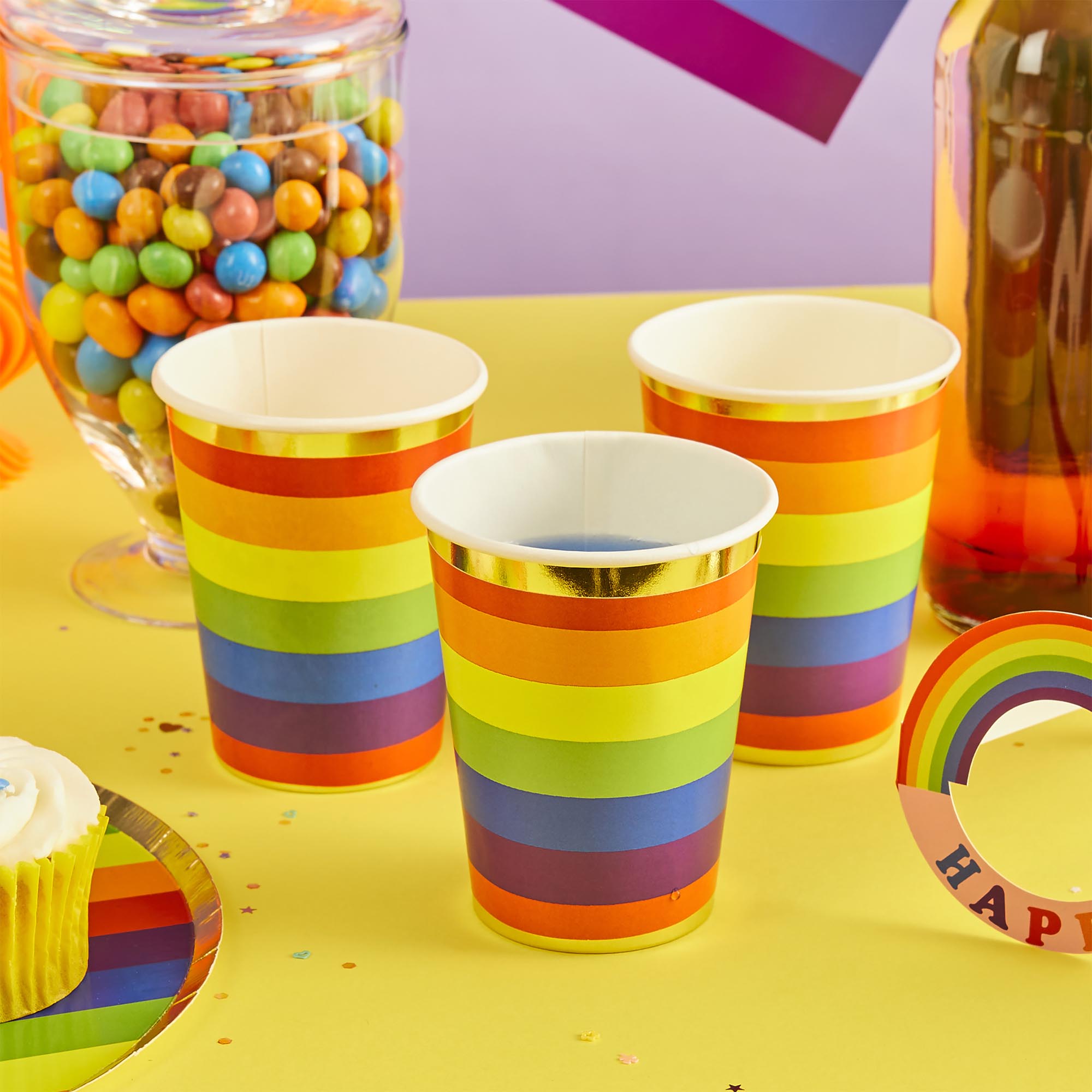 Rainbow Paper Cups - Pack of 8