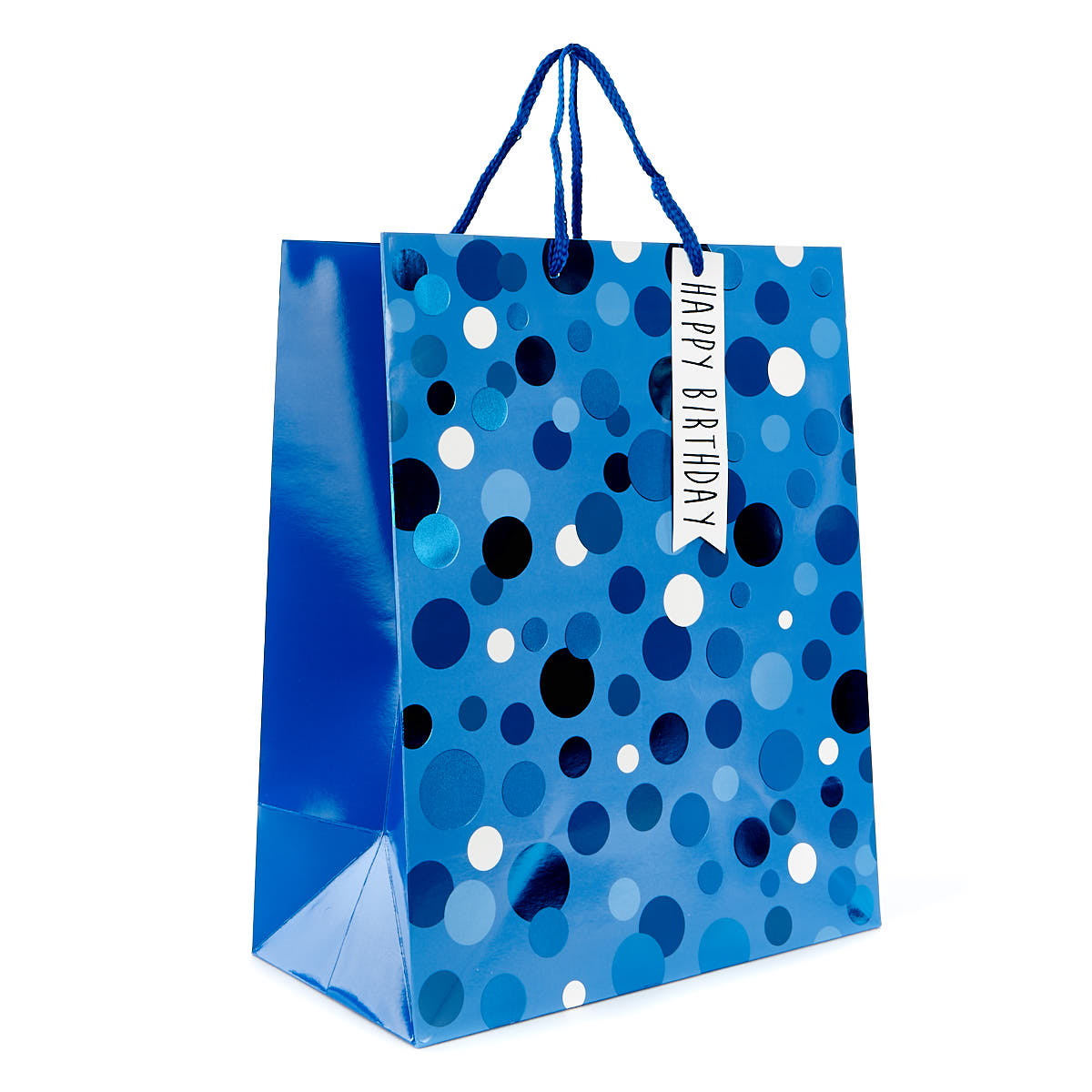 Large Portrait Blue Dot Birthday Gift Bag