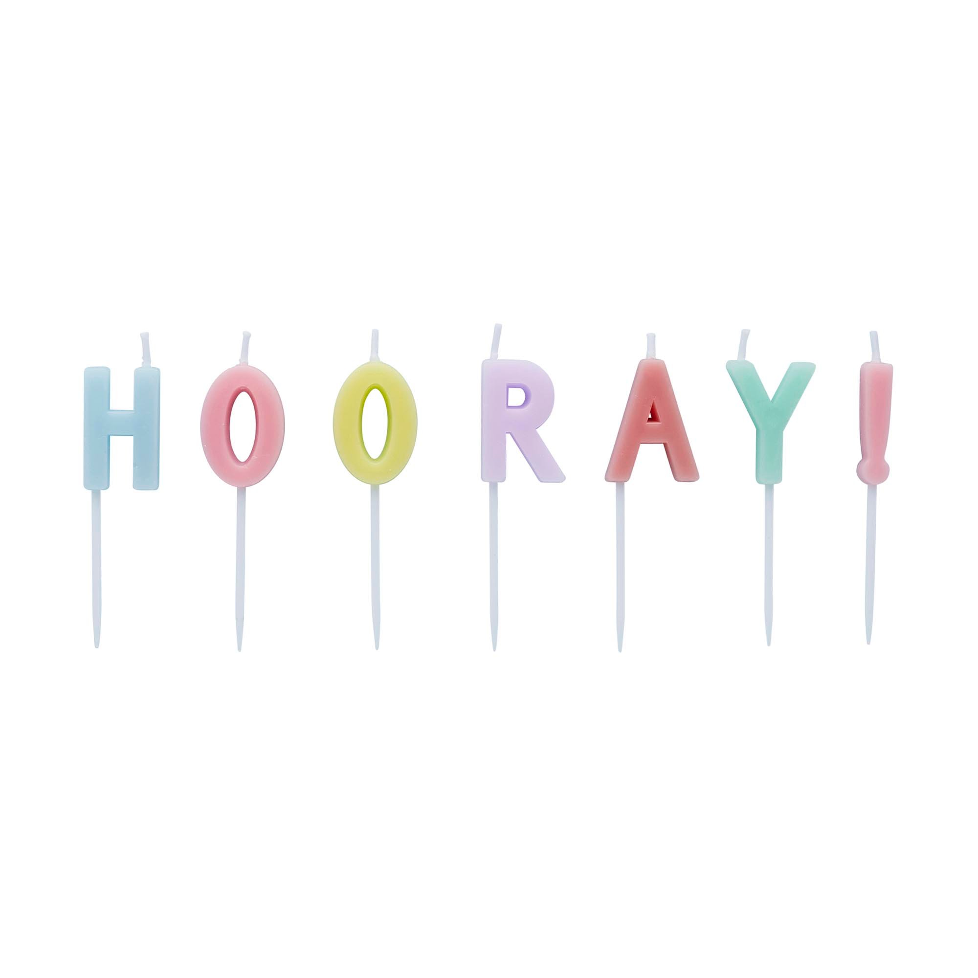 Pastel Hooray Cake Candles - Pack of 7