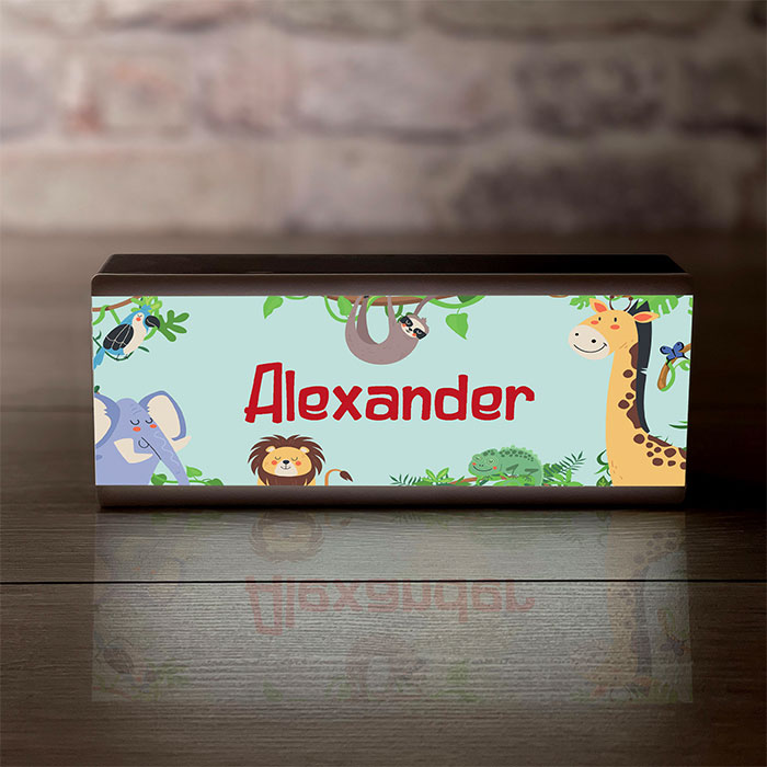 Personalised Room Sign Light Box Jungle