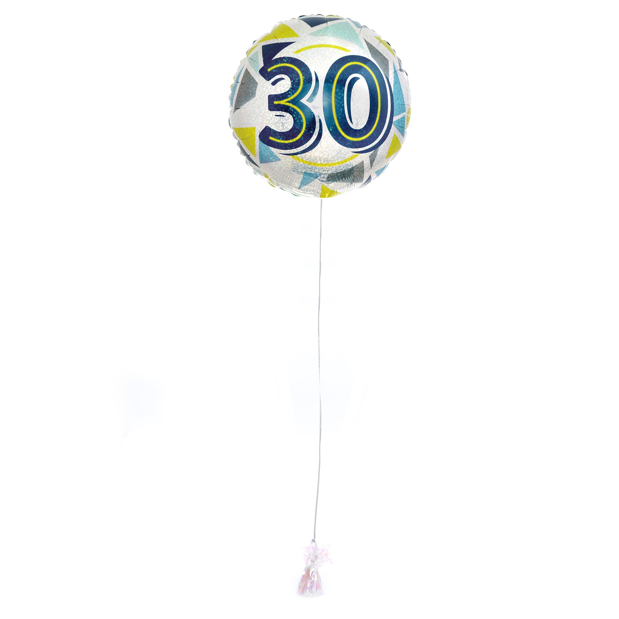 Geometric Blue & Yellow 30th Birthday Balloon & Lindt Chocolates - FREE GIFT CARD!