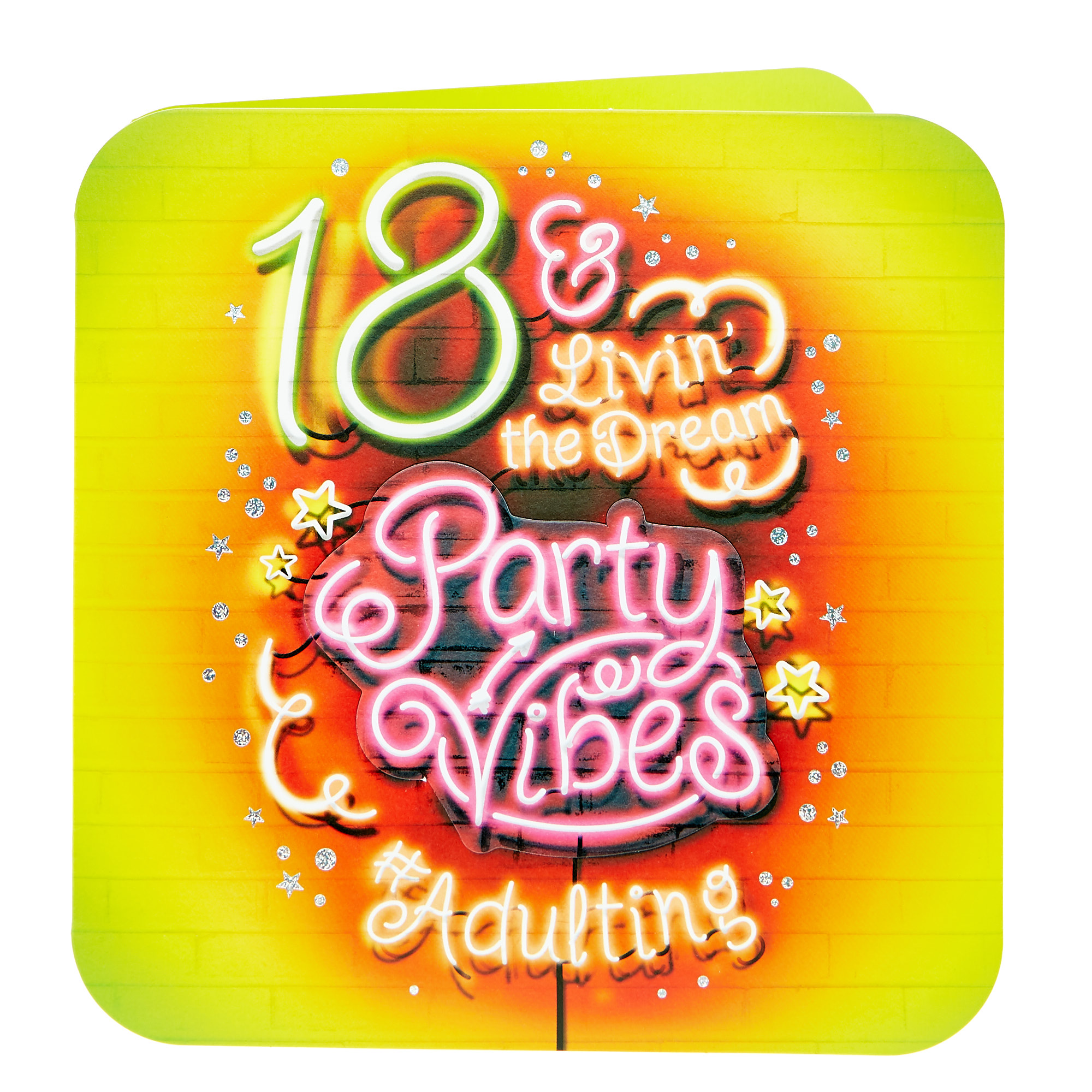 Exquisite Collection 18th Birthday Card - Neon Lights