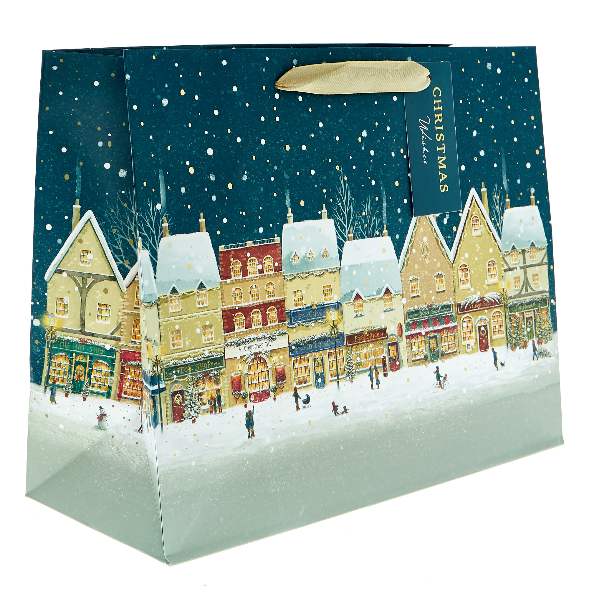 Large Landscape Street Scene Christmas Gift Bag