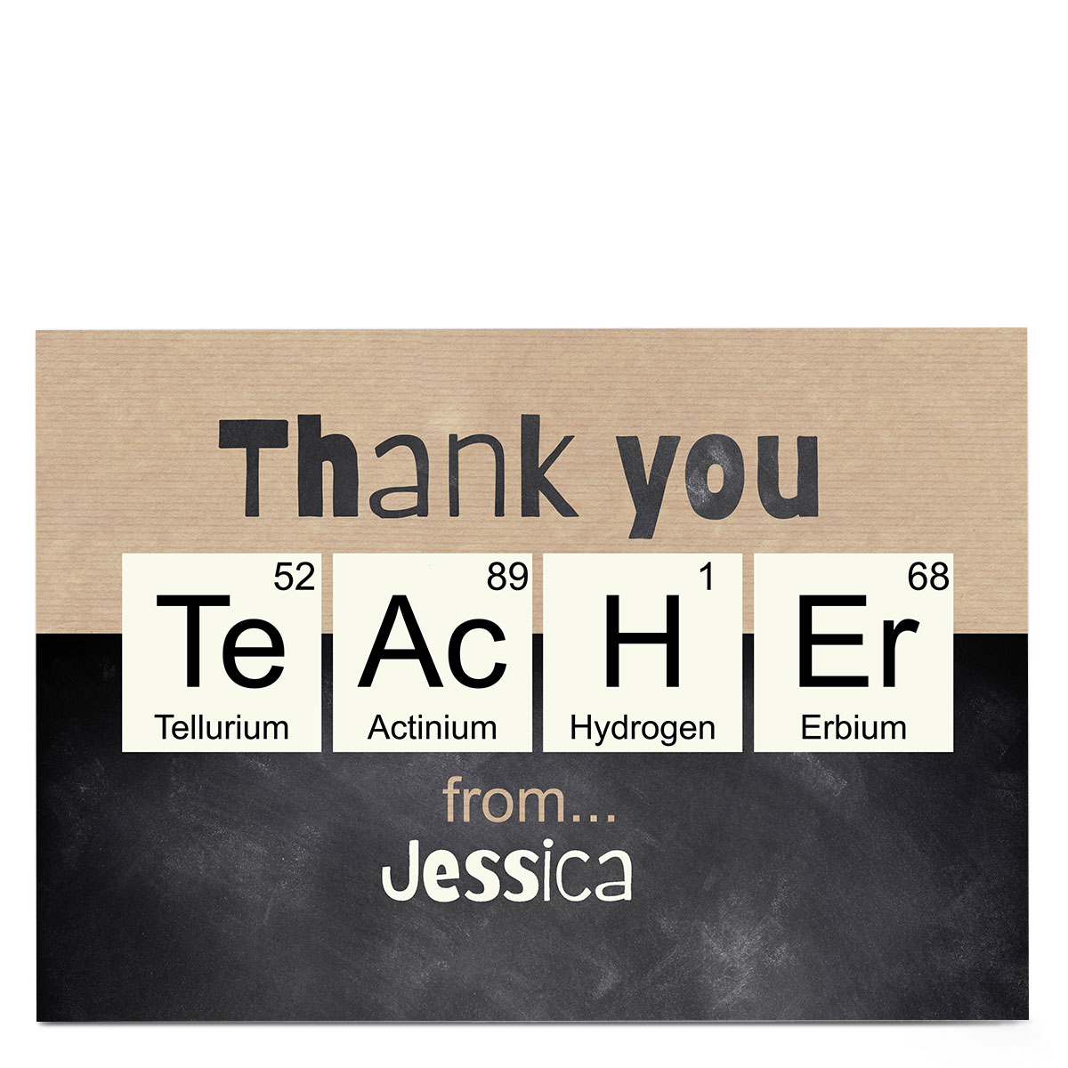 Personalised Bev Hopwood Thank You Teacher Card - Elements