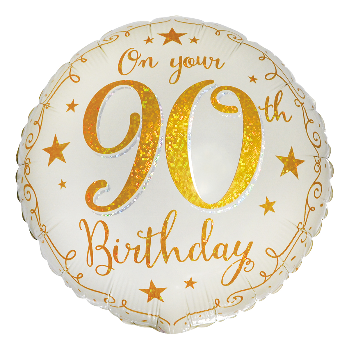 Gold Stars 90th Birthday 18-Inch Foil Helium Balloon