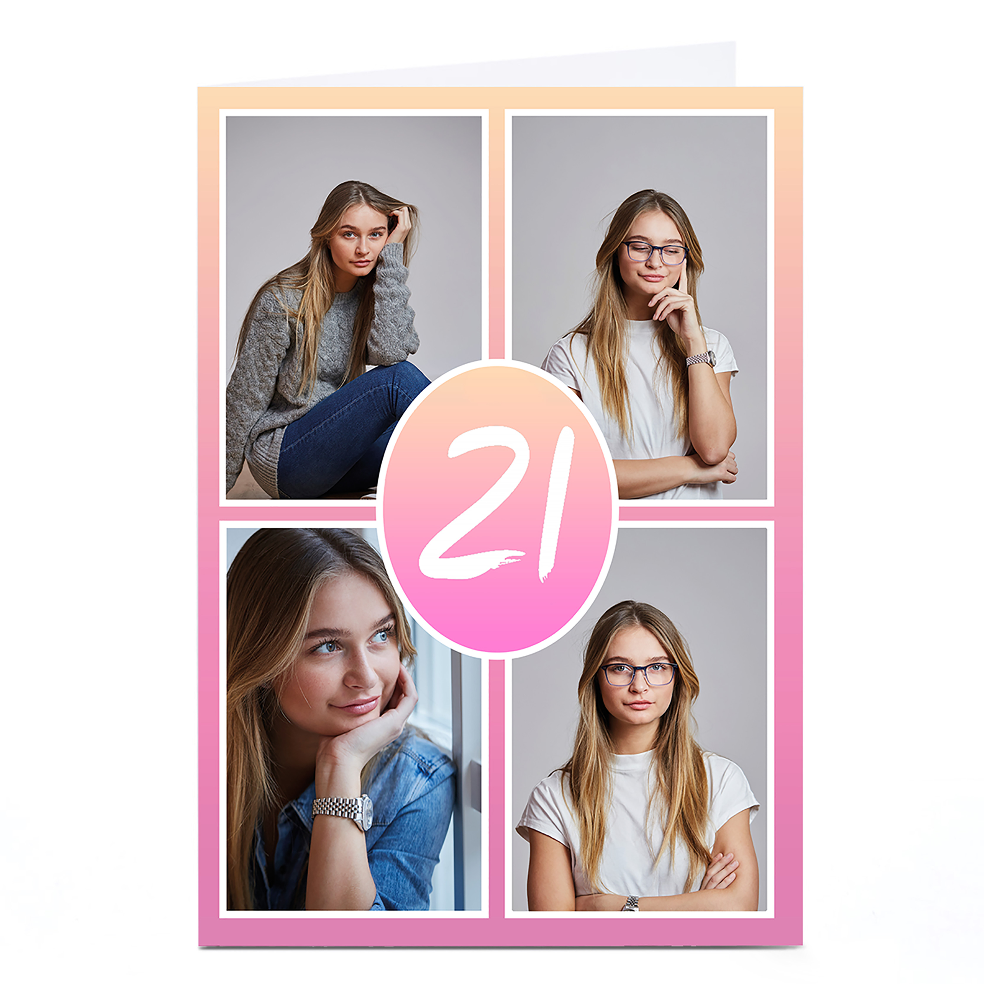 Photo 21st Birthday Card - Pastel Gradient, Editable Age