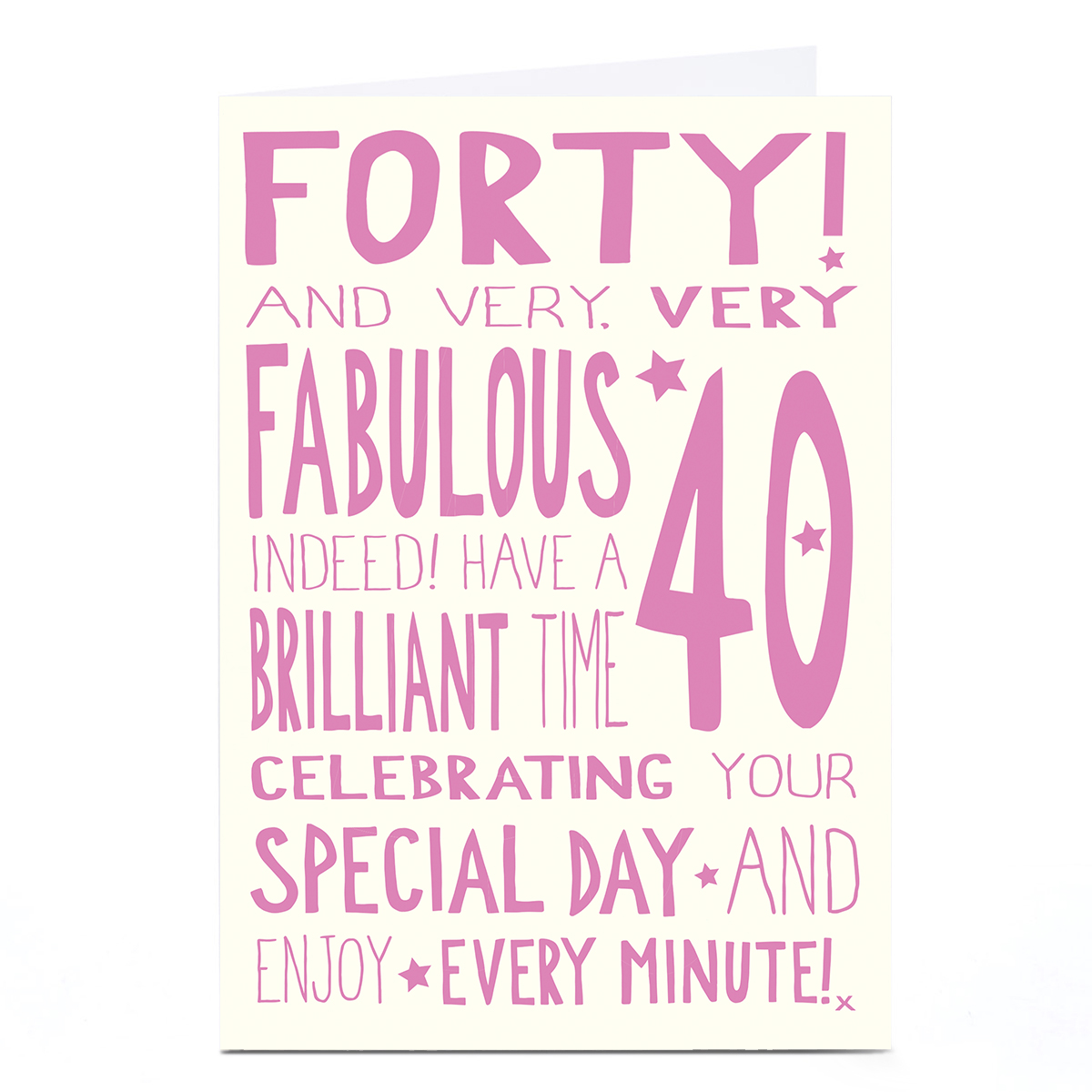 Personalised 40th Birthday Card - Very Fabulous Indeed!