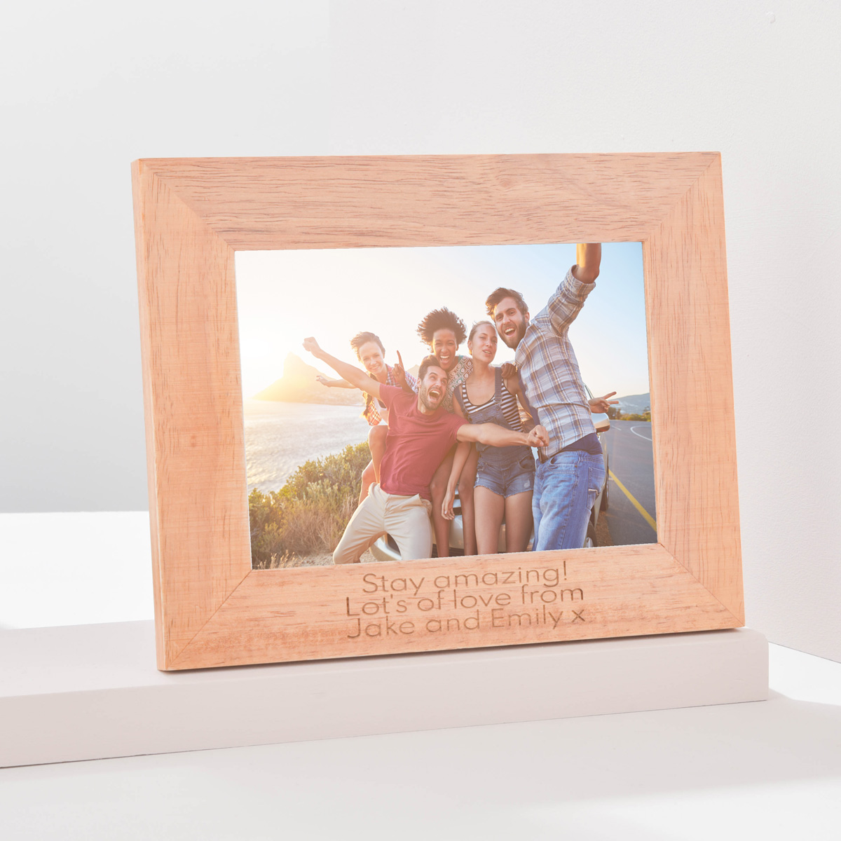 Personalised Engraved Wooden Photo Frame - Landscape Any Message