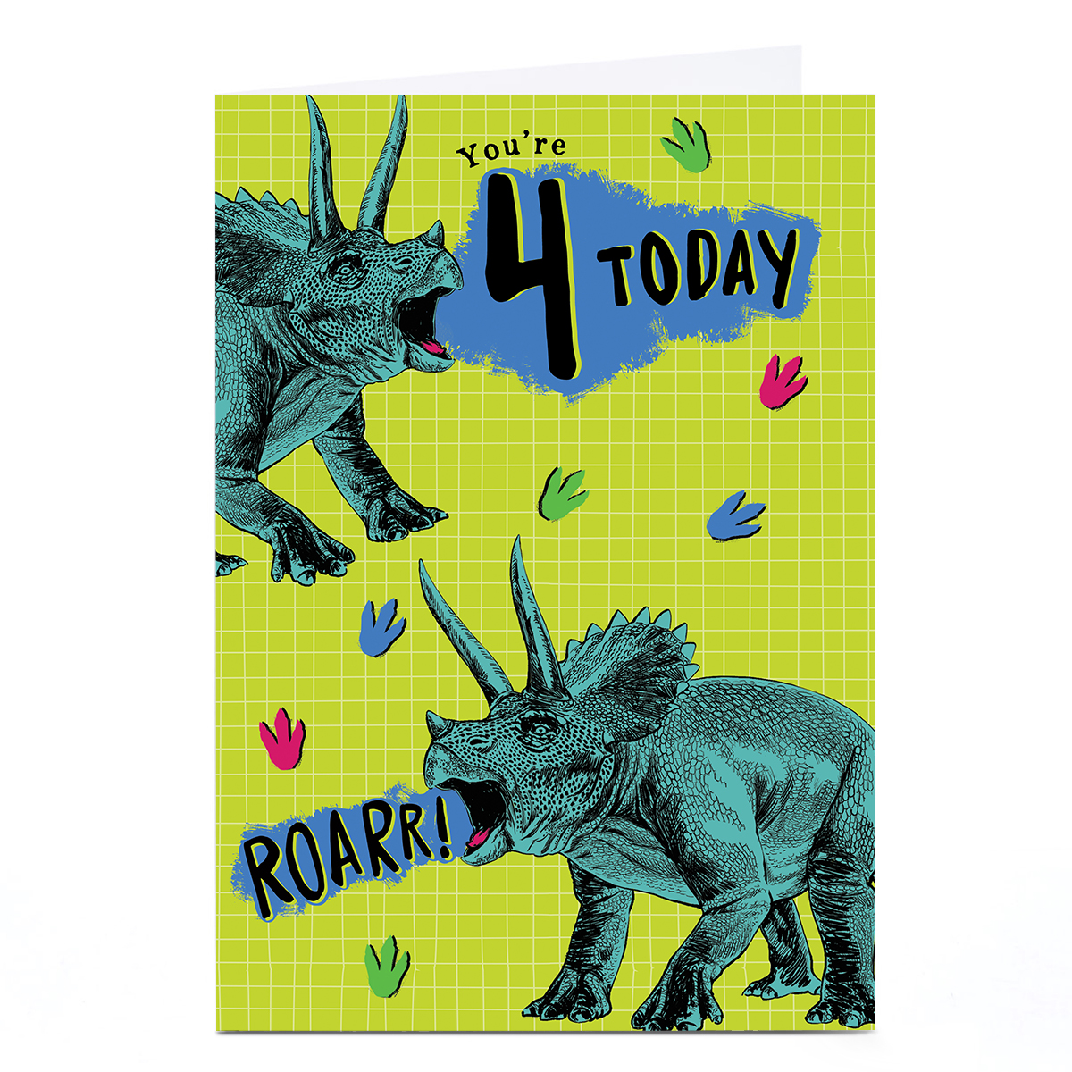 Personalised 4th Birthday Card - Dinosaur Roarr