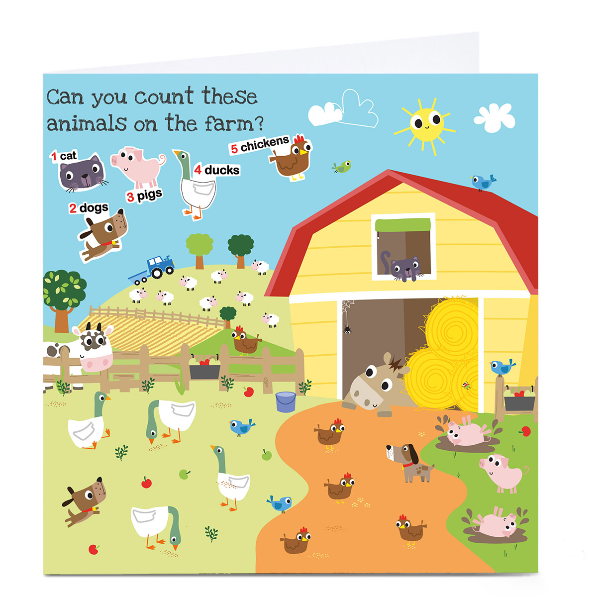 Personalised Rachel Griffin Birthday Card - Can You Count, Animals?
