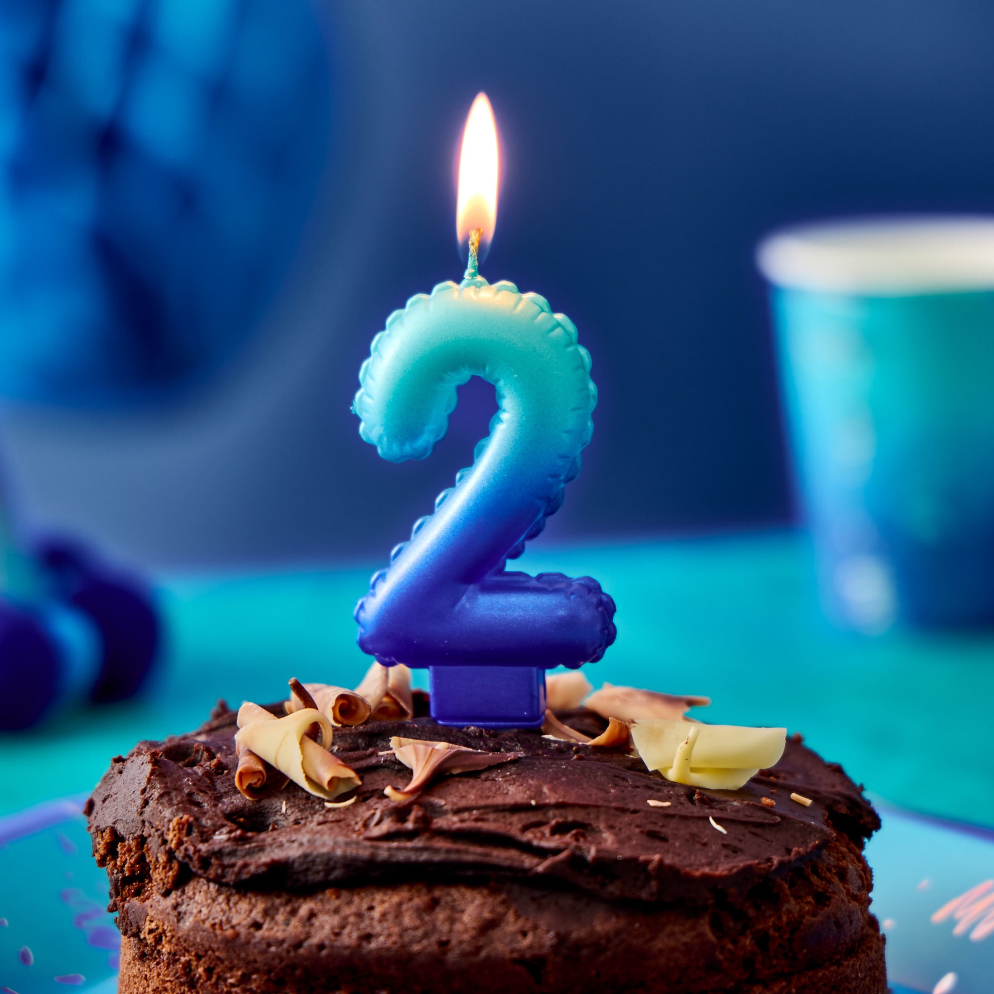 Blue Number 2 Cake Candle