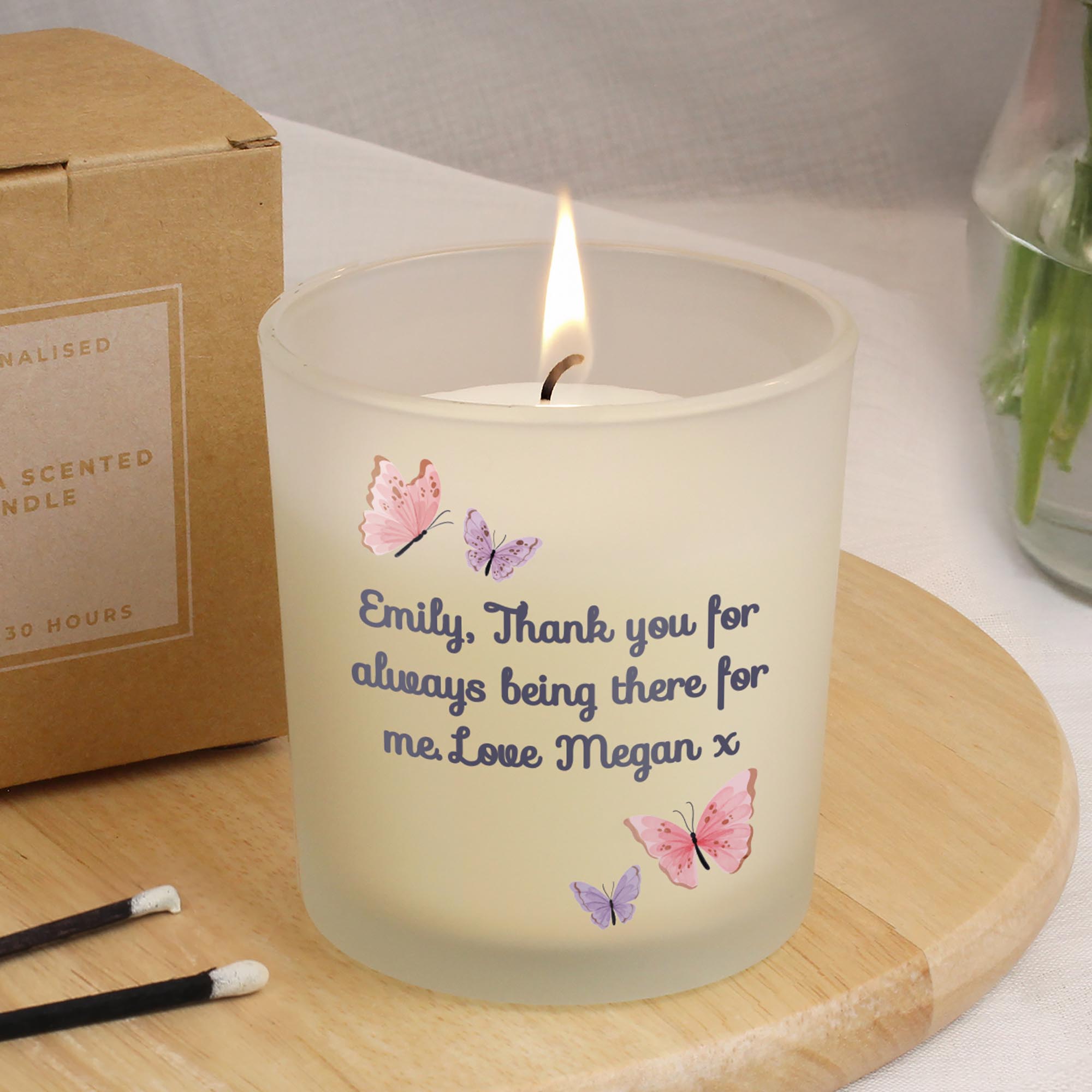 Personalised Butterfly Frosted Candle