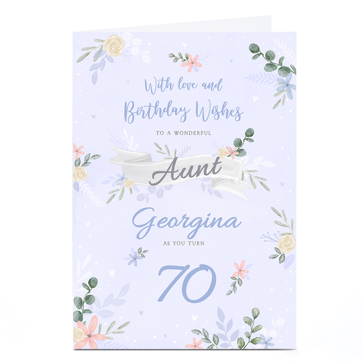 Personalised Birthday Card - Aunt Love & Wishes Floral, Editable Age