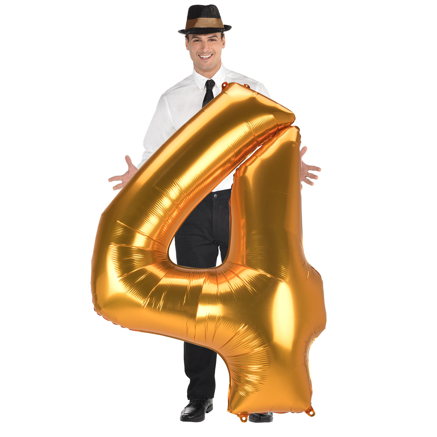 JUMBO 53-Inch Gold Foil Number 4 Balloon (Deflated) 